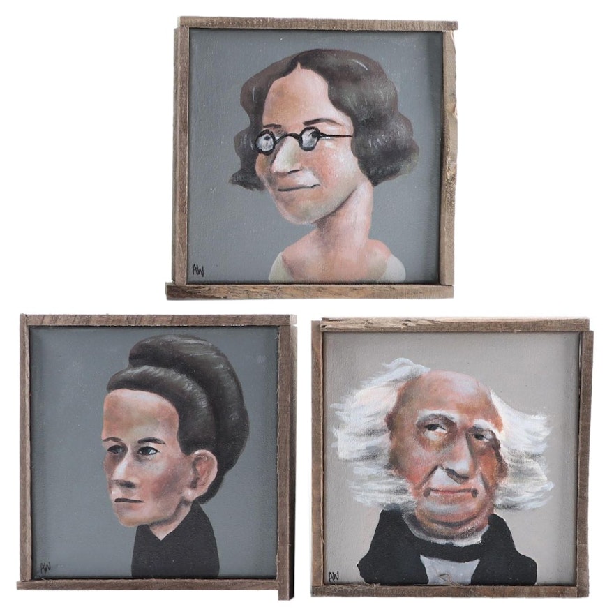 Aaron Wooten Acrylic Portraits of Historical Figures, 2018