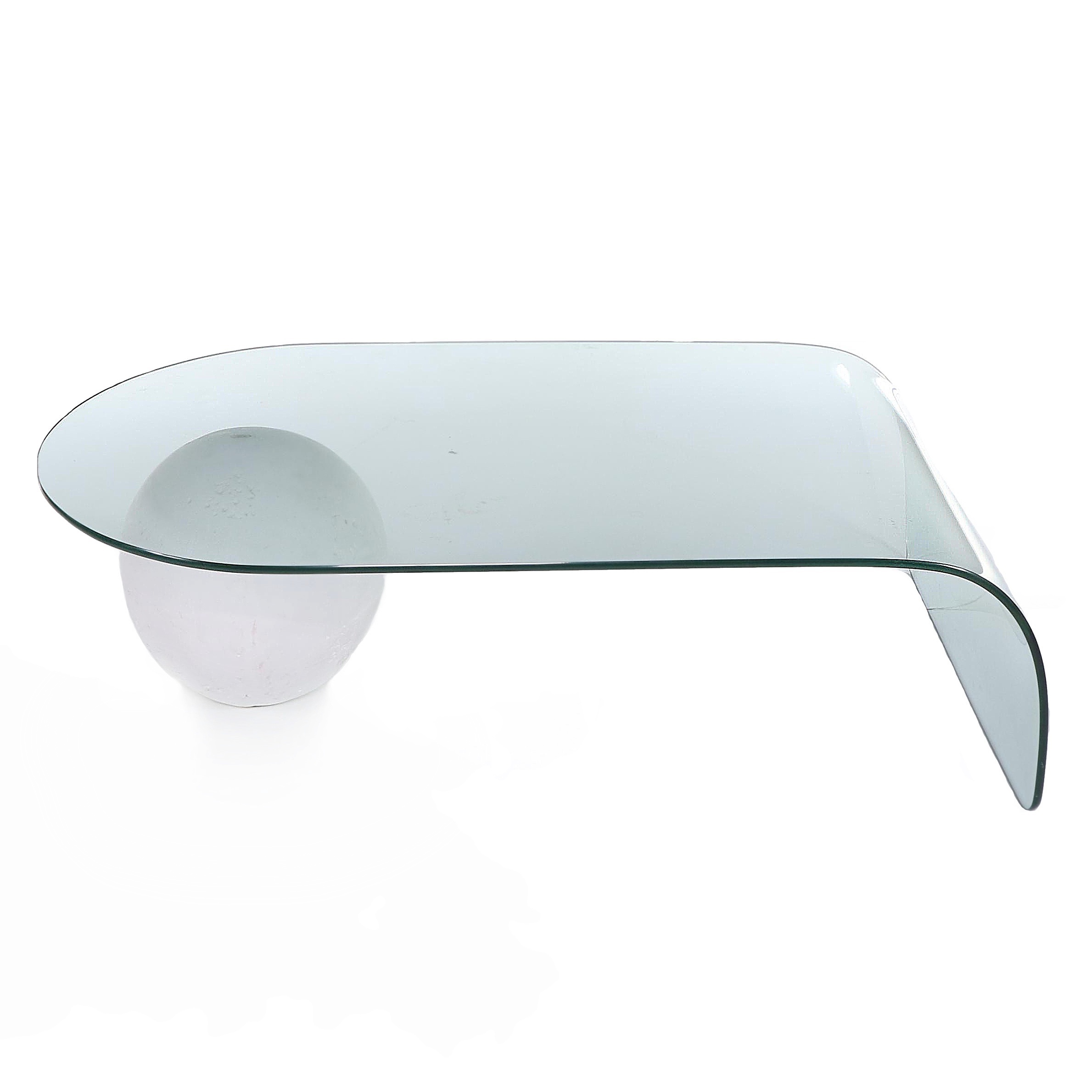 Postmodern Curvilinear Glass and Cast Plaster Sphere Coffee Table