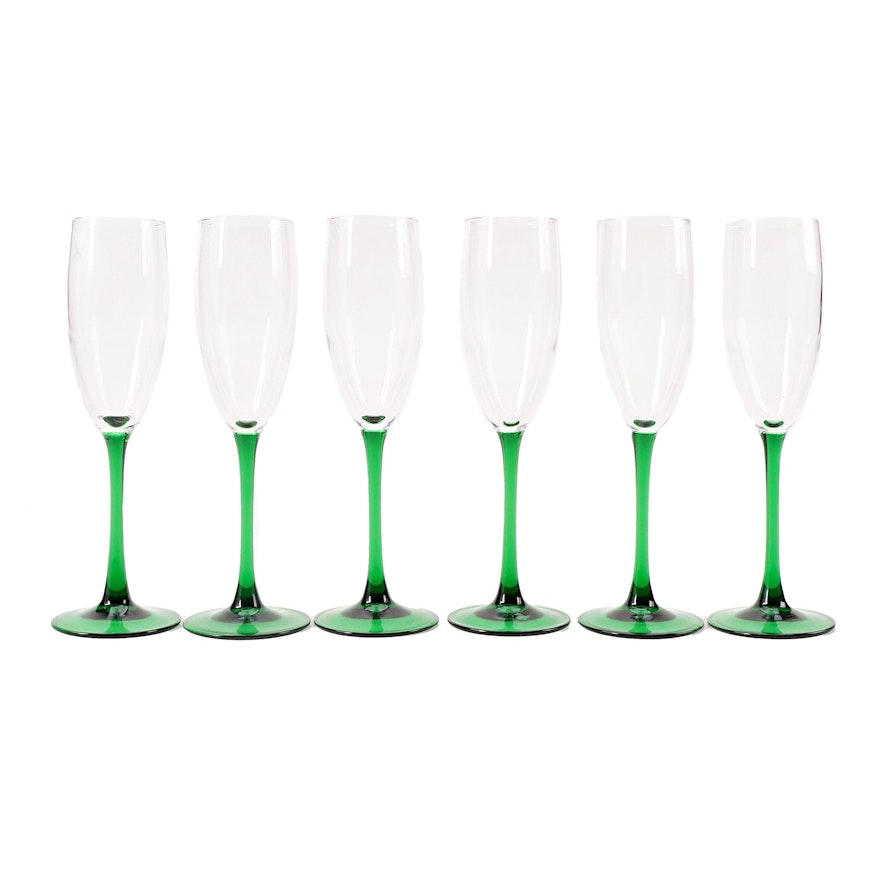 Cristal D'Arques-Durand "Emerald" Fluted Champagne Glasses, 1996–2008