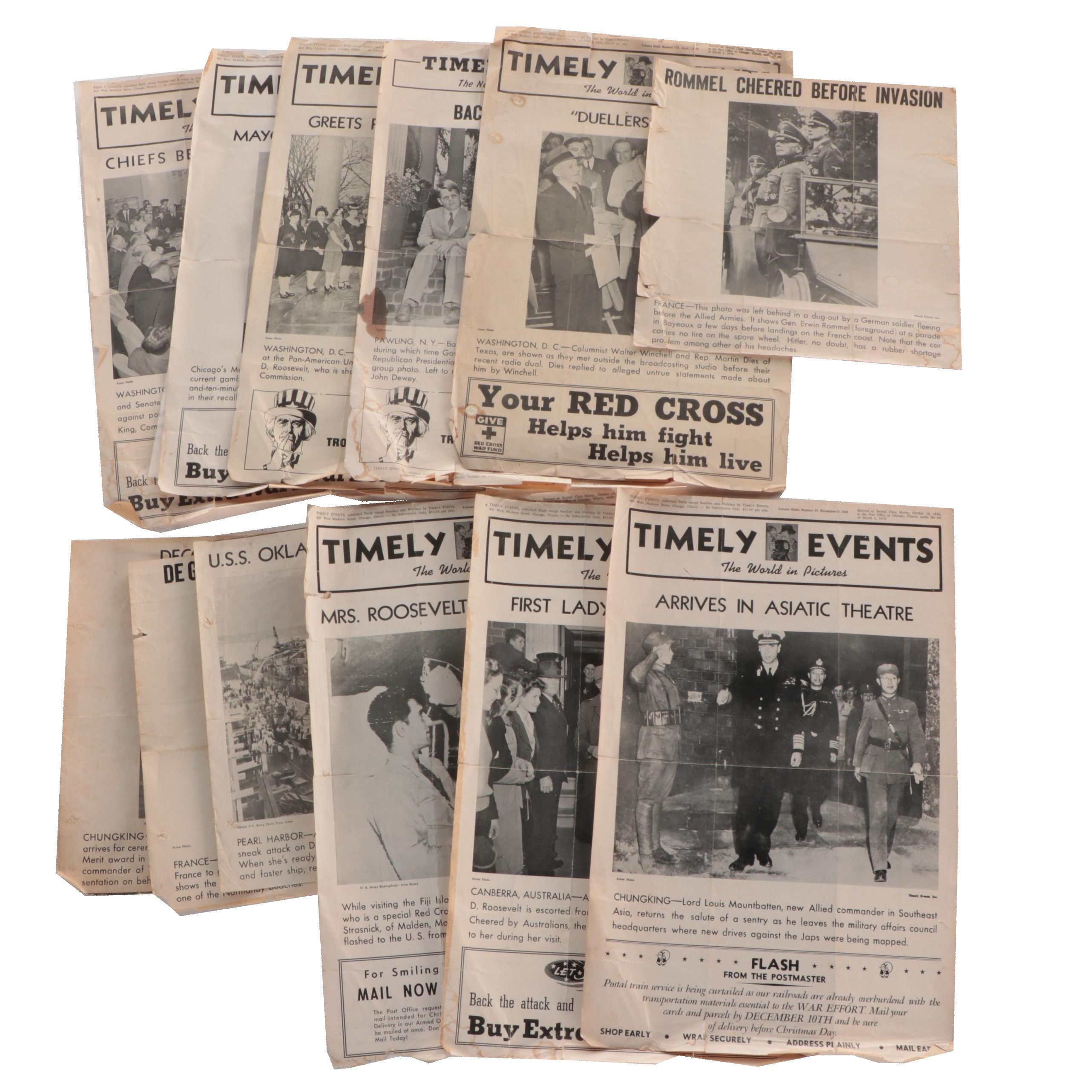 "Timely Events" Newspaper Sheets, WWII Era