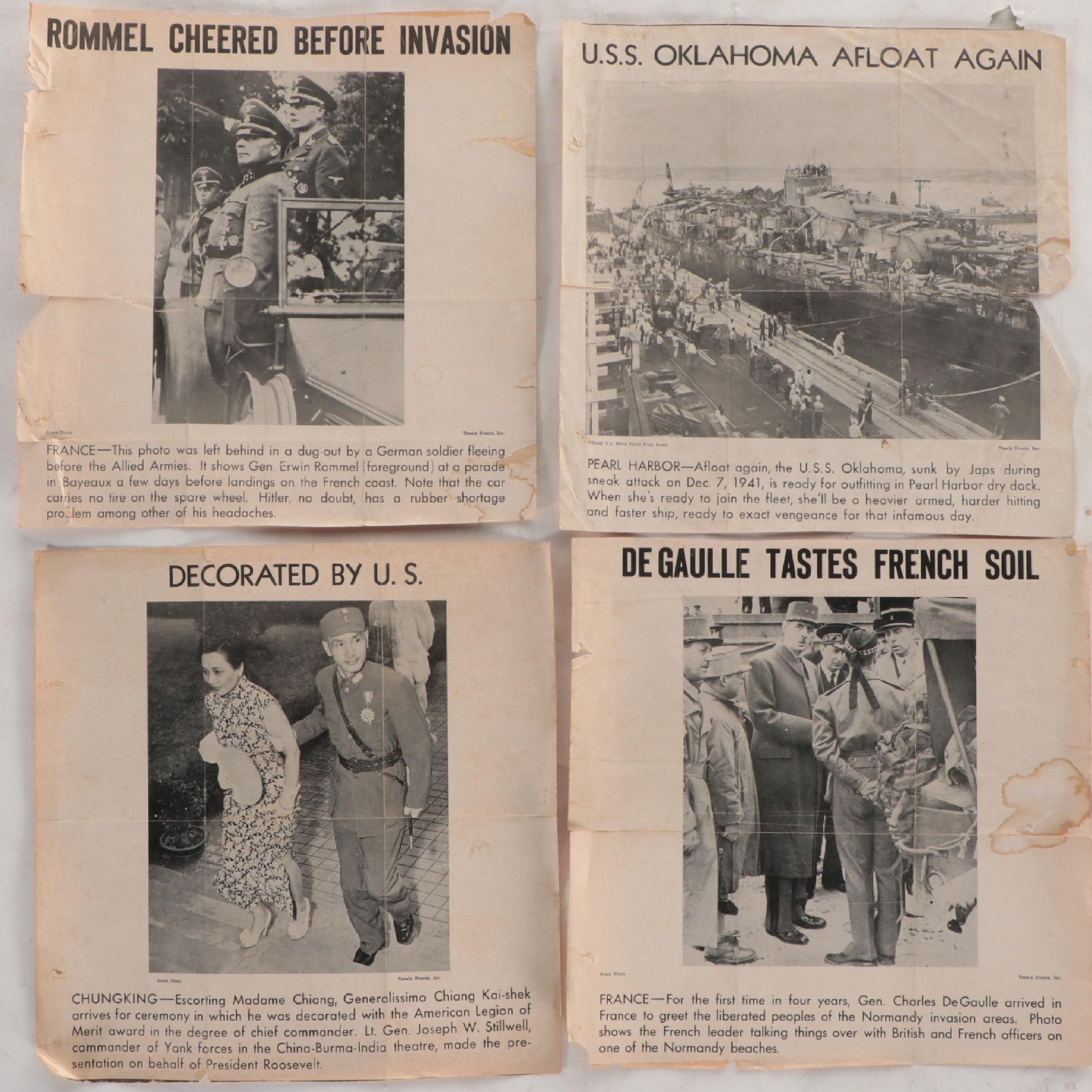"Timely Events" Newspaper Sheets, WWII Era