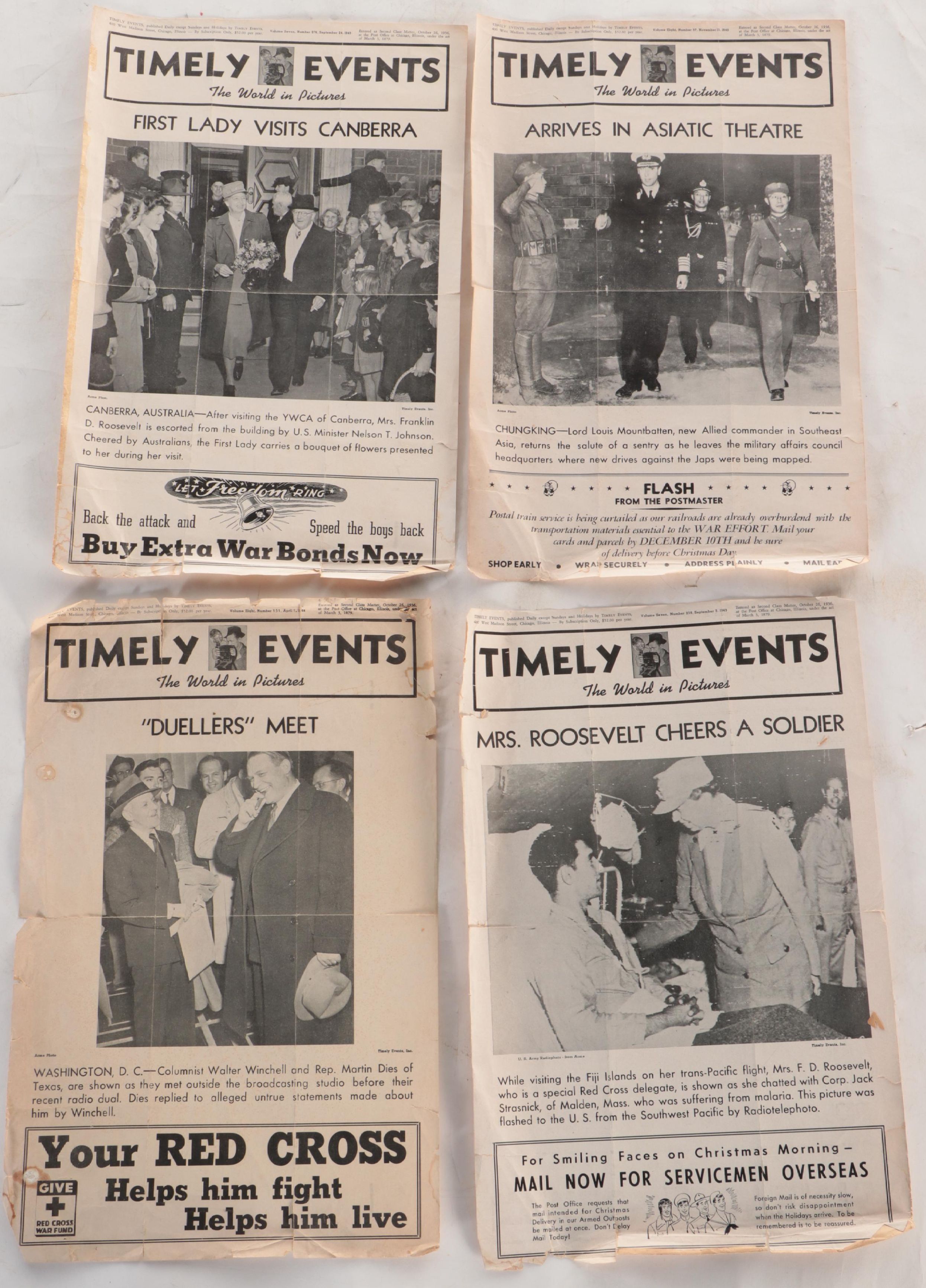 "Timely Events" Newspaper Sheets, WWII Era