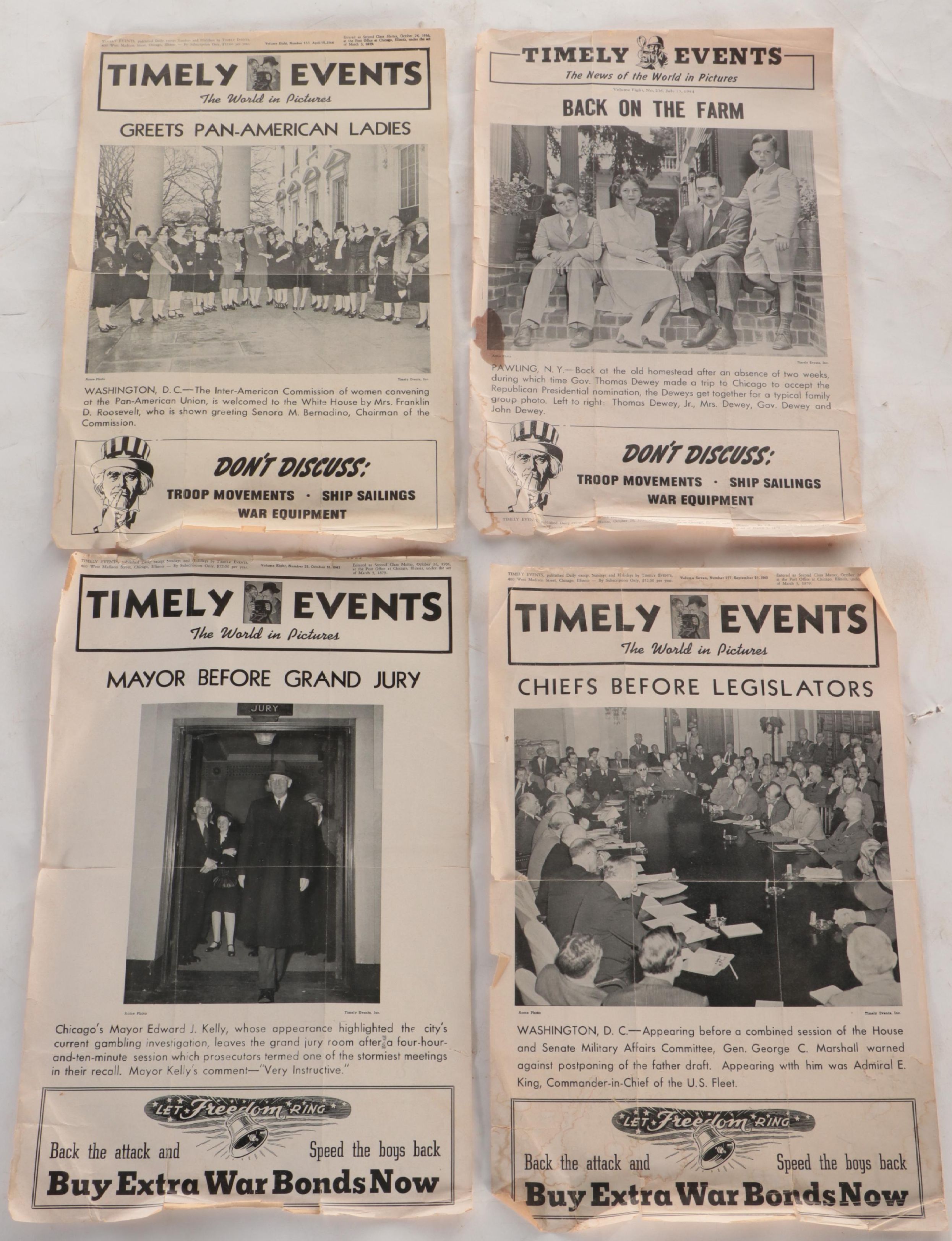 "Timely Events" Newspaper Sheets, WWII Era