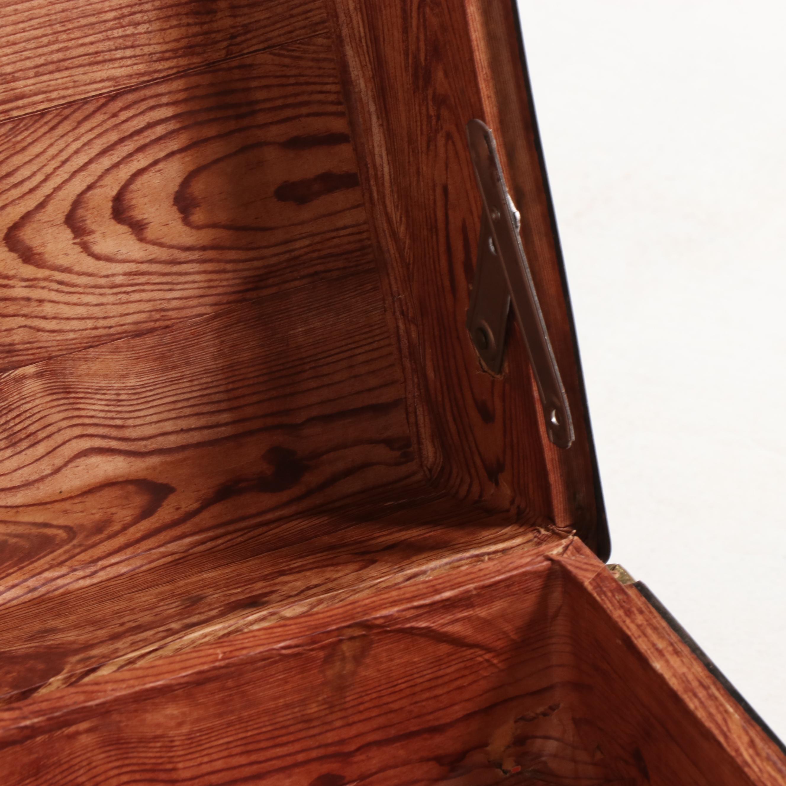 Metal-Clad Flat-Top Steamer Trunk, 20th Century