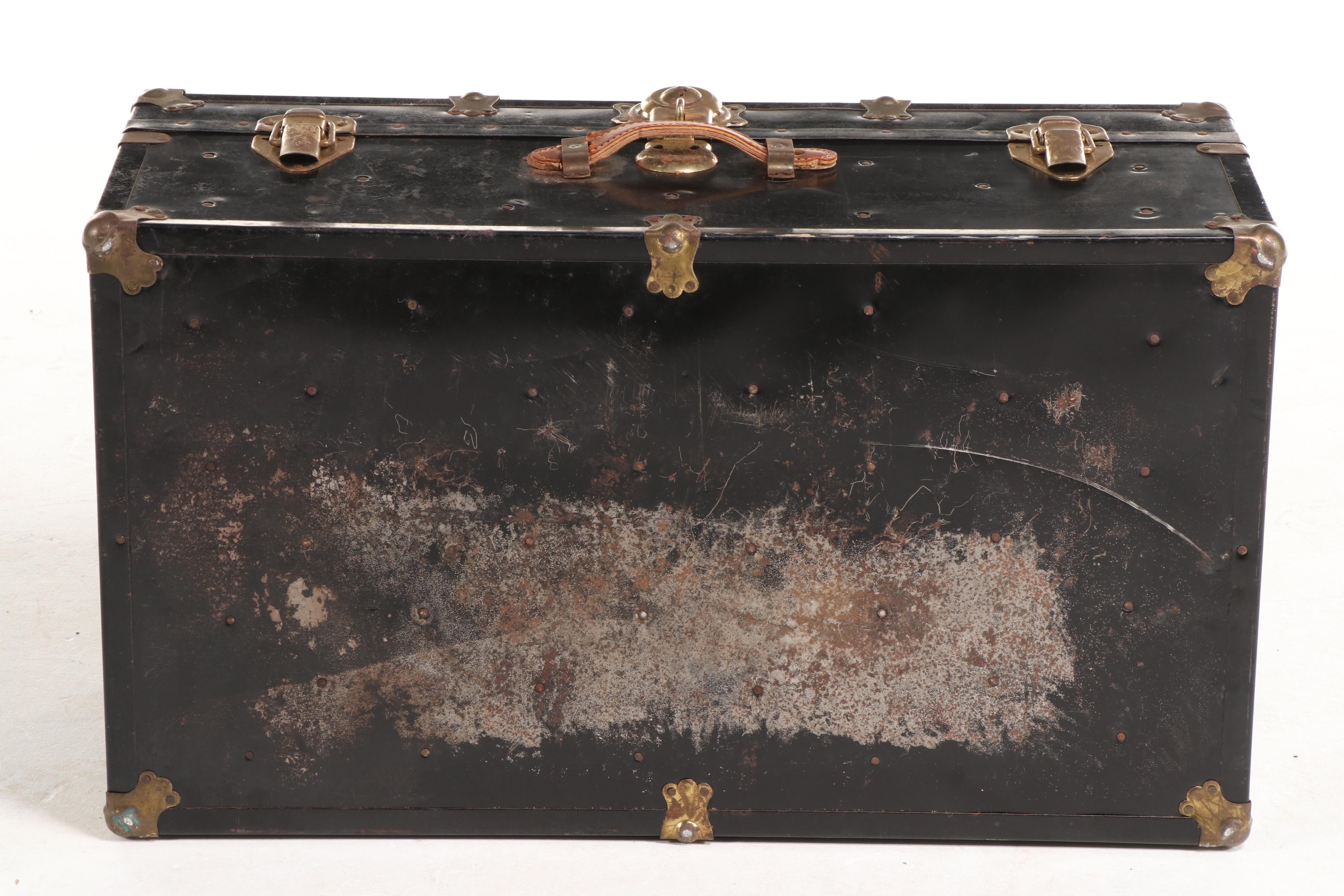 Metal-Clad Flat-Top Steamer Trunk, 20th Century