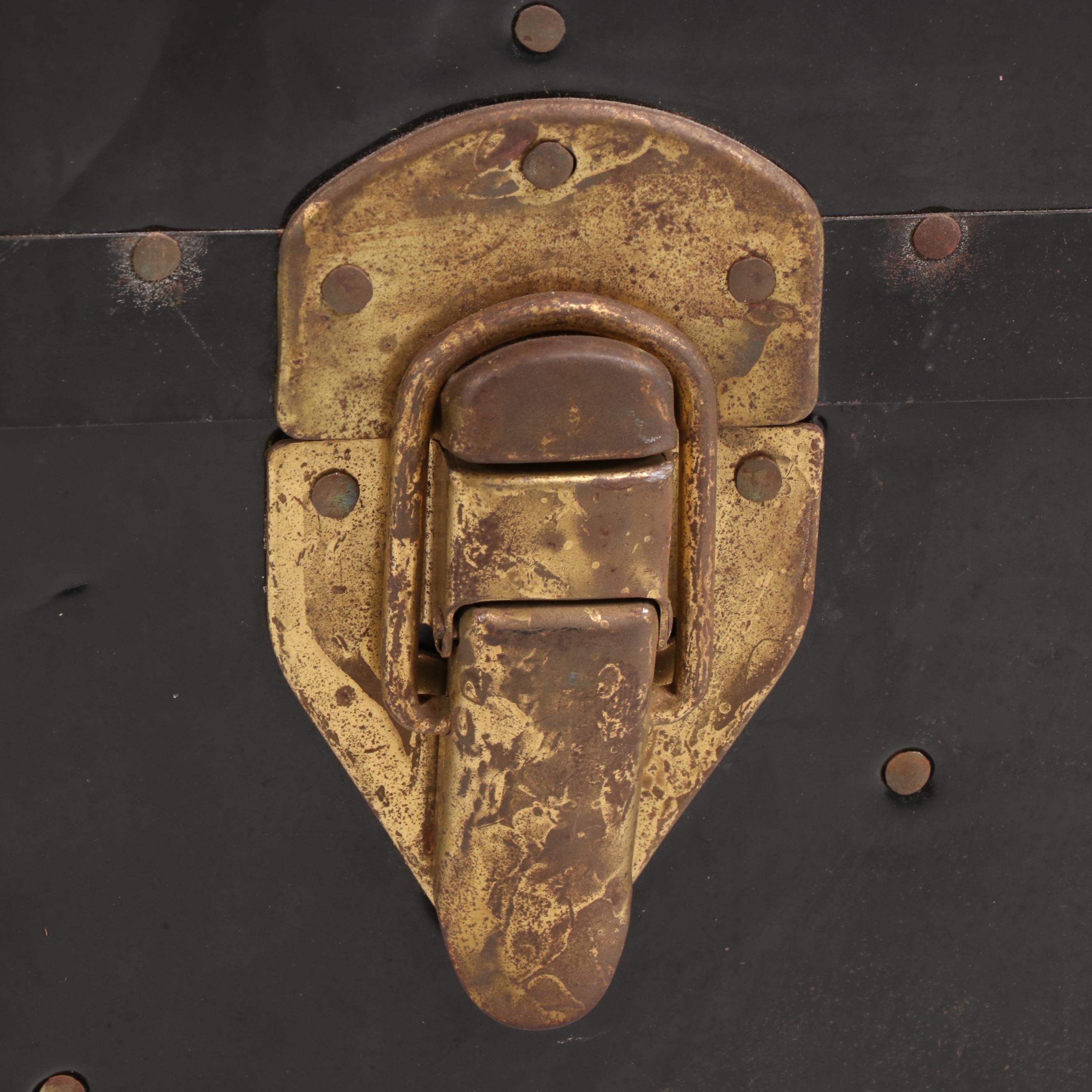 Metal-Clad Flat-Top Steamer Trunk, 20th Century