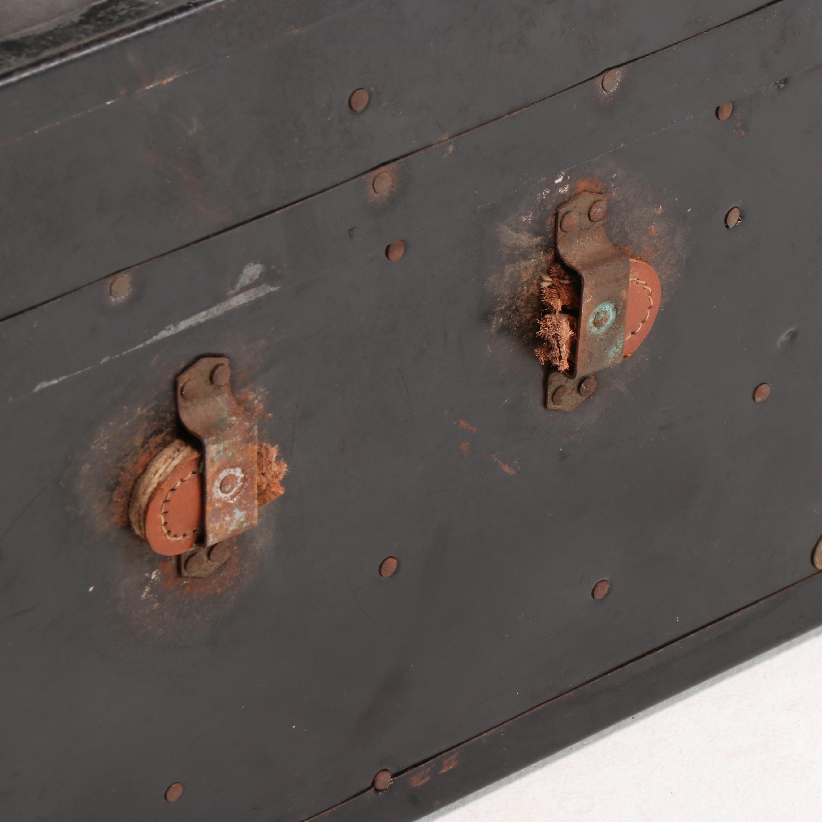 Metal-Clad Flat-Top Steamer Trunk, 20th Century