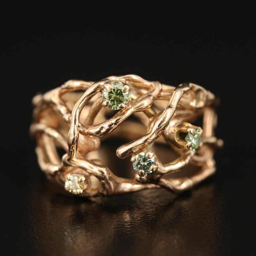 14K Gold 0.20 CTW Diamond Openwork Organic Ring