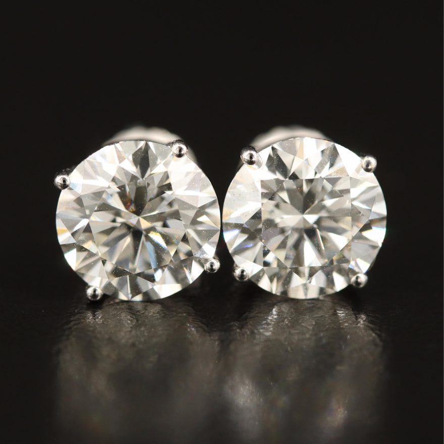 14K Gold 4.10 CTW Diamond Stud Earrings with IGI Reports