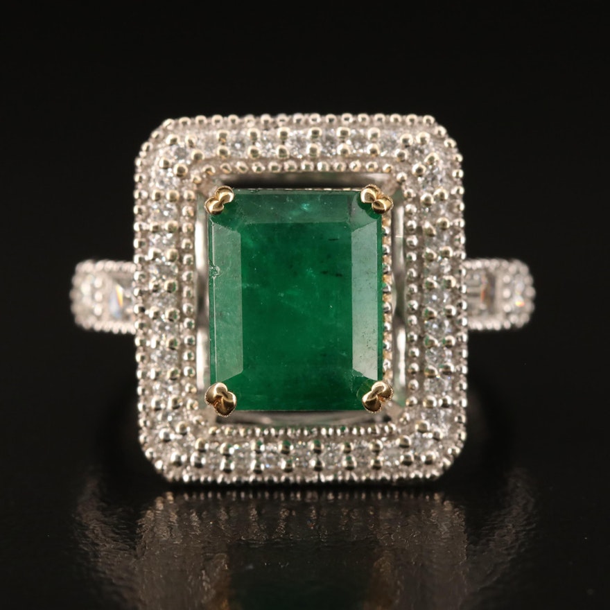 14K 2.89 CT Emerald and Diamond Ring