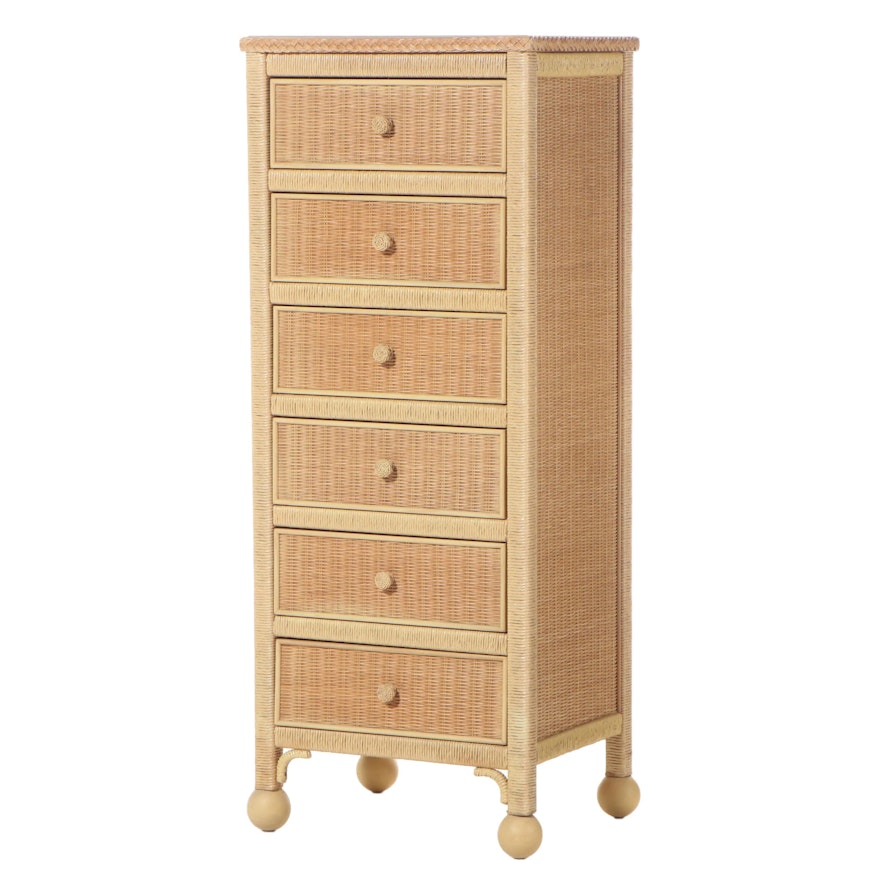 Henry Link for Lexington Wicker Six-Drawer Lingerie Chest, Late 20th Century