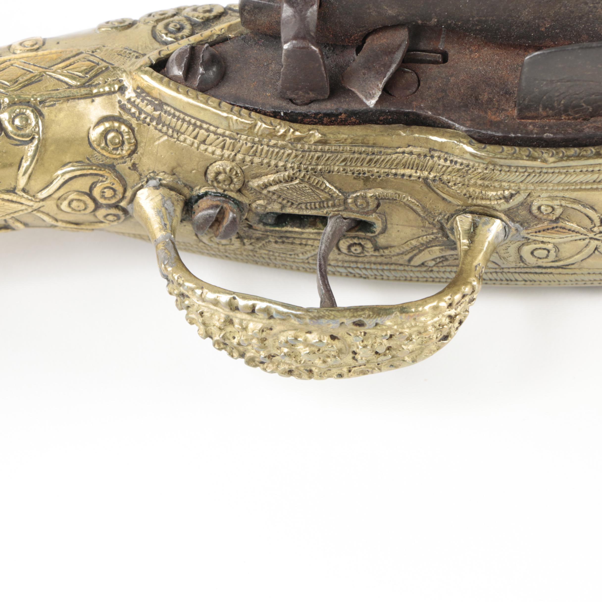 Balkan Style Brass Flintlock Holster Pistol, 19th Century