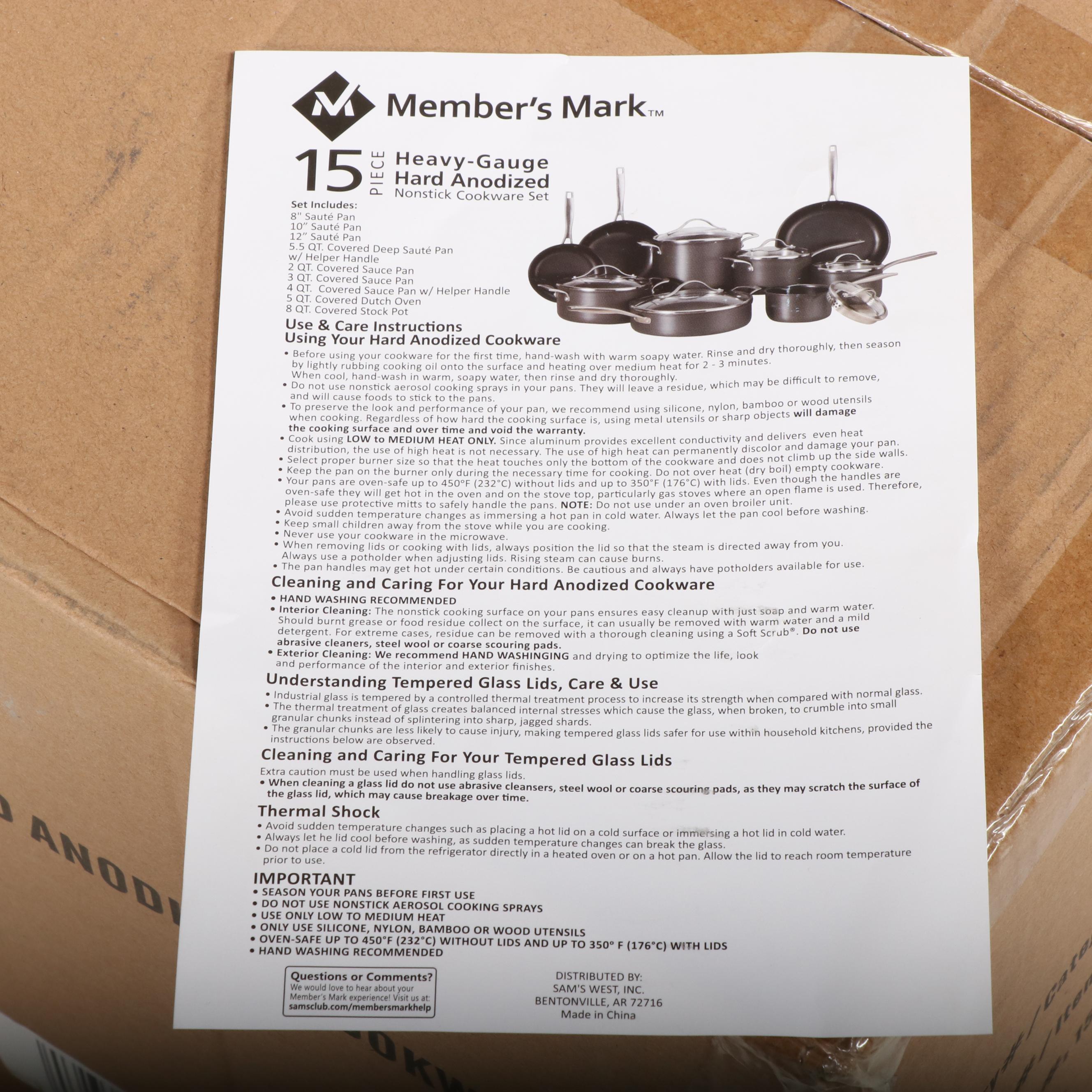 Member's Mark 15-Piece Heavy-Gauge Anodized Nonstick Cookware Set