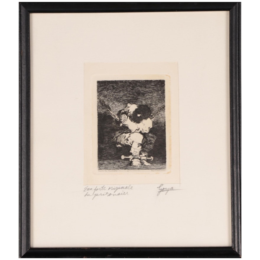 Francisco de Goya Post-Edition Restrike Etching "The Little Prisoner"