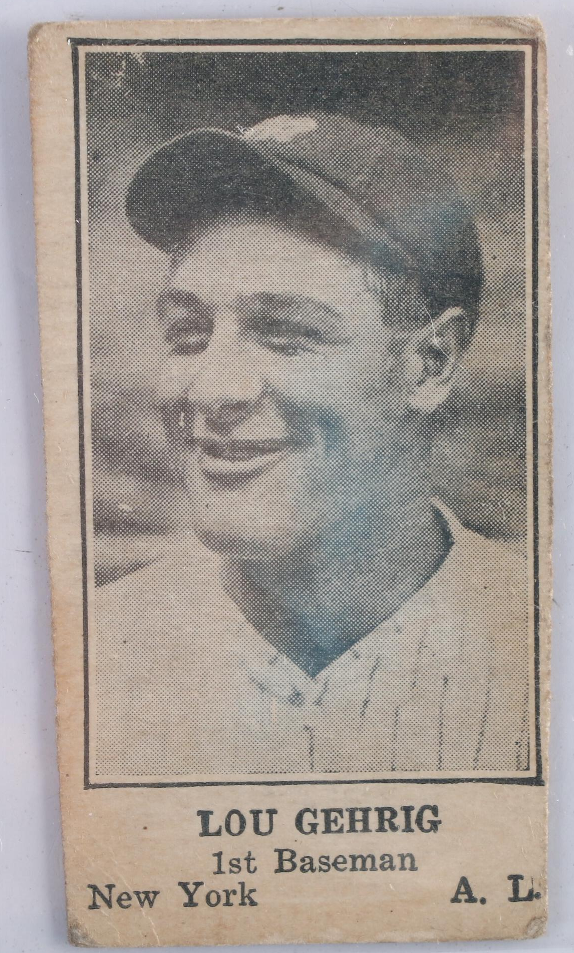 Rare 1925-1931 Lou Gehrig "W590" New York Yankees Hand-Cut Baseball Strip Card