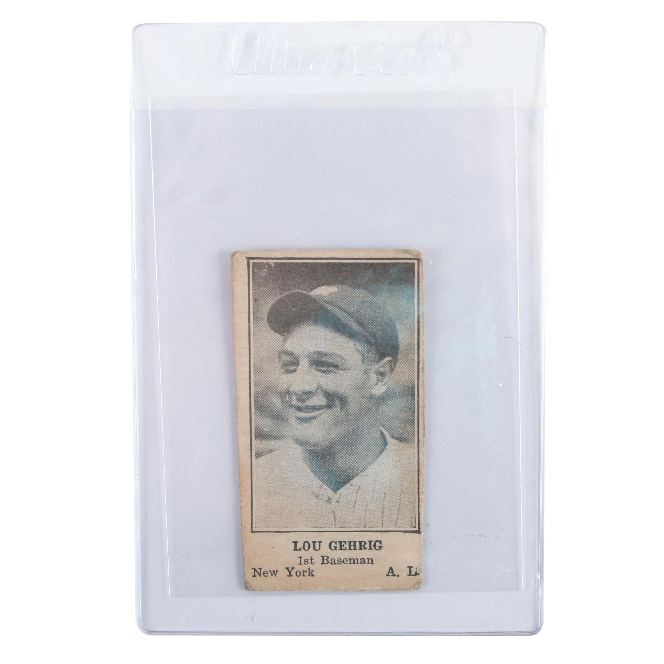 Rare 1925-1931 Lou Gehrig "W590" New York Yankees Hand-Cut Baseball Strip Card