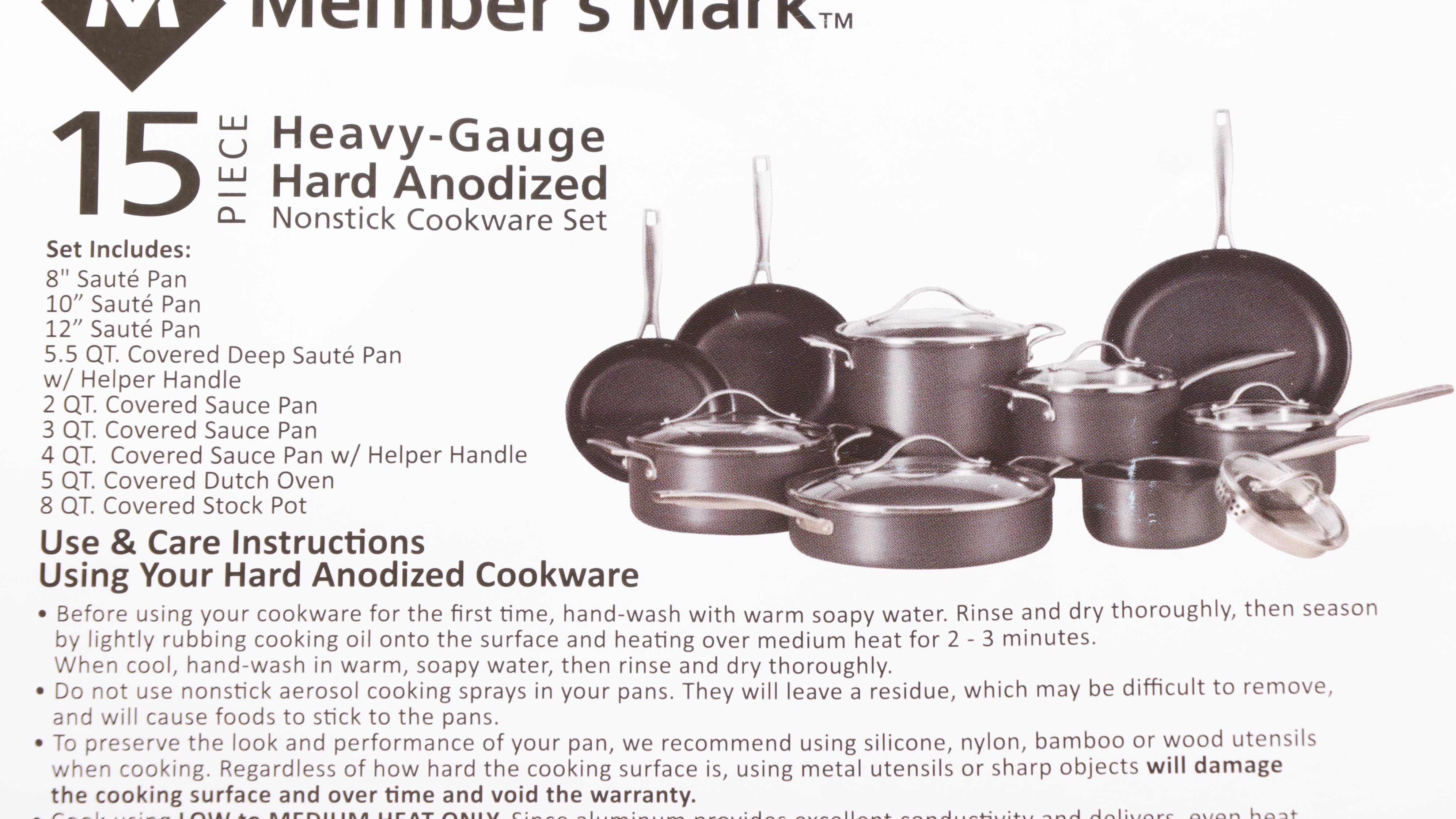 Member's Mark 15-Piece Heavy-Gauge Anodized Nonstick Cookware Set