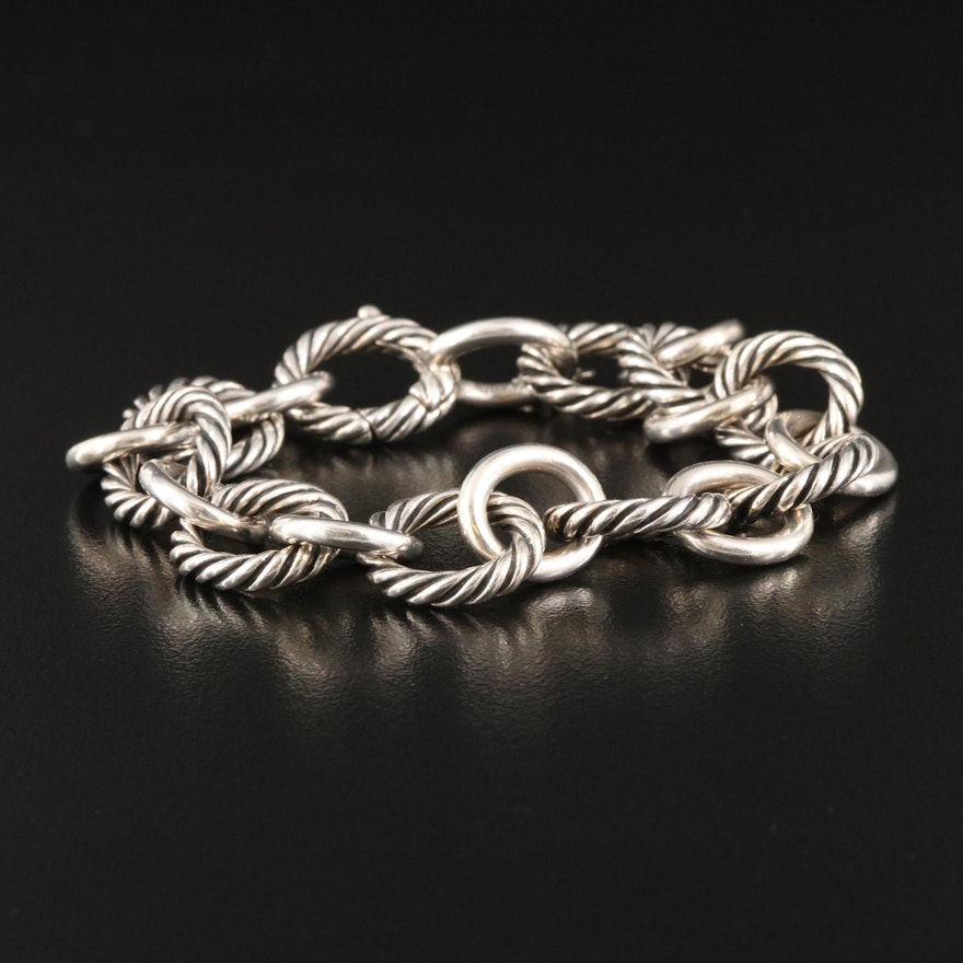 David Yurman Sterling Silver Cable Link Bracelet