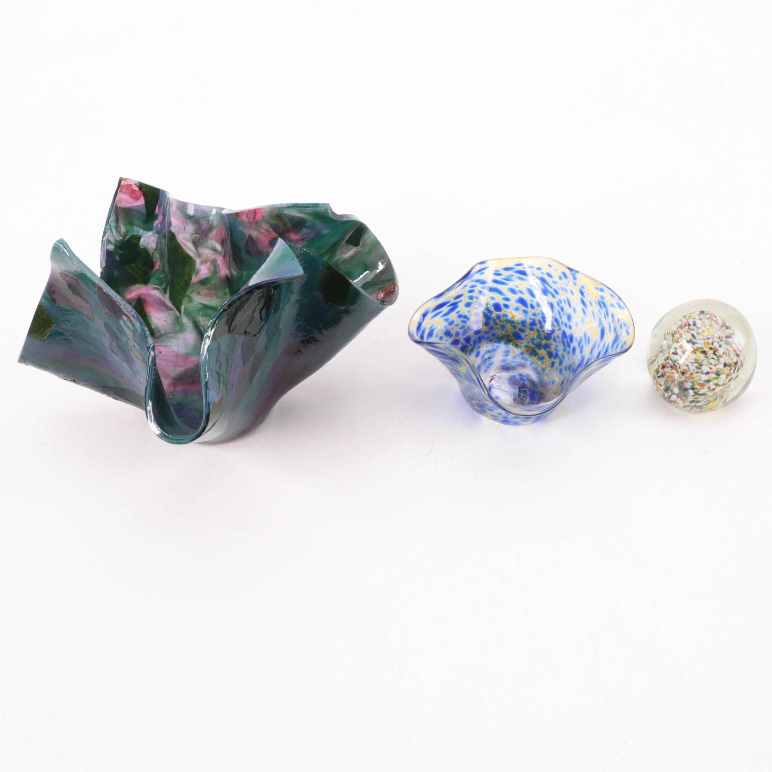 Sea of Sweden Handmade Glass Vase with Other Art Glass Vases and Paperweight