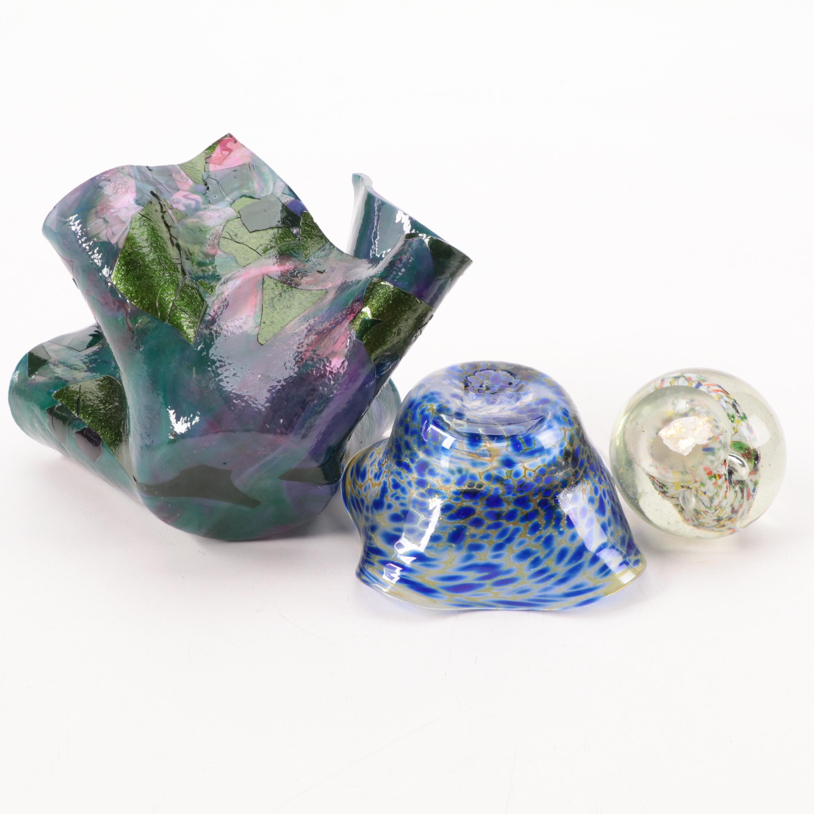 Sea of Sweden Handmade Glass Vase with Other Art Glass Vases and Paperweight