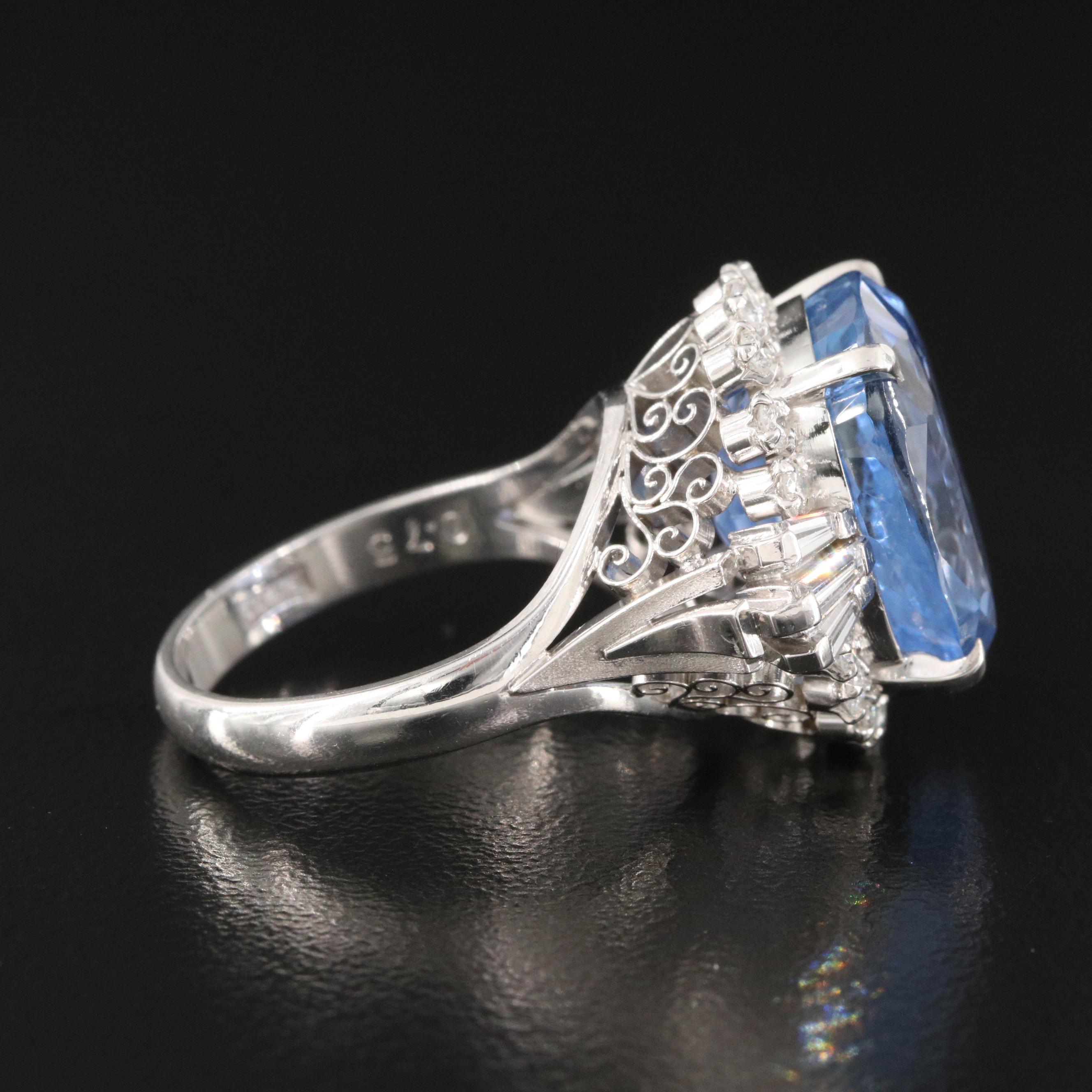 Vintage 15.80 CT Unheated Ceylon Sapphire and Diamond Ring with GIA Report