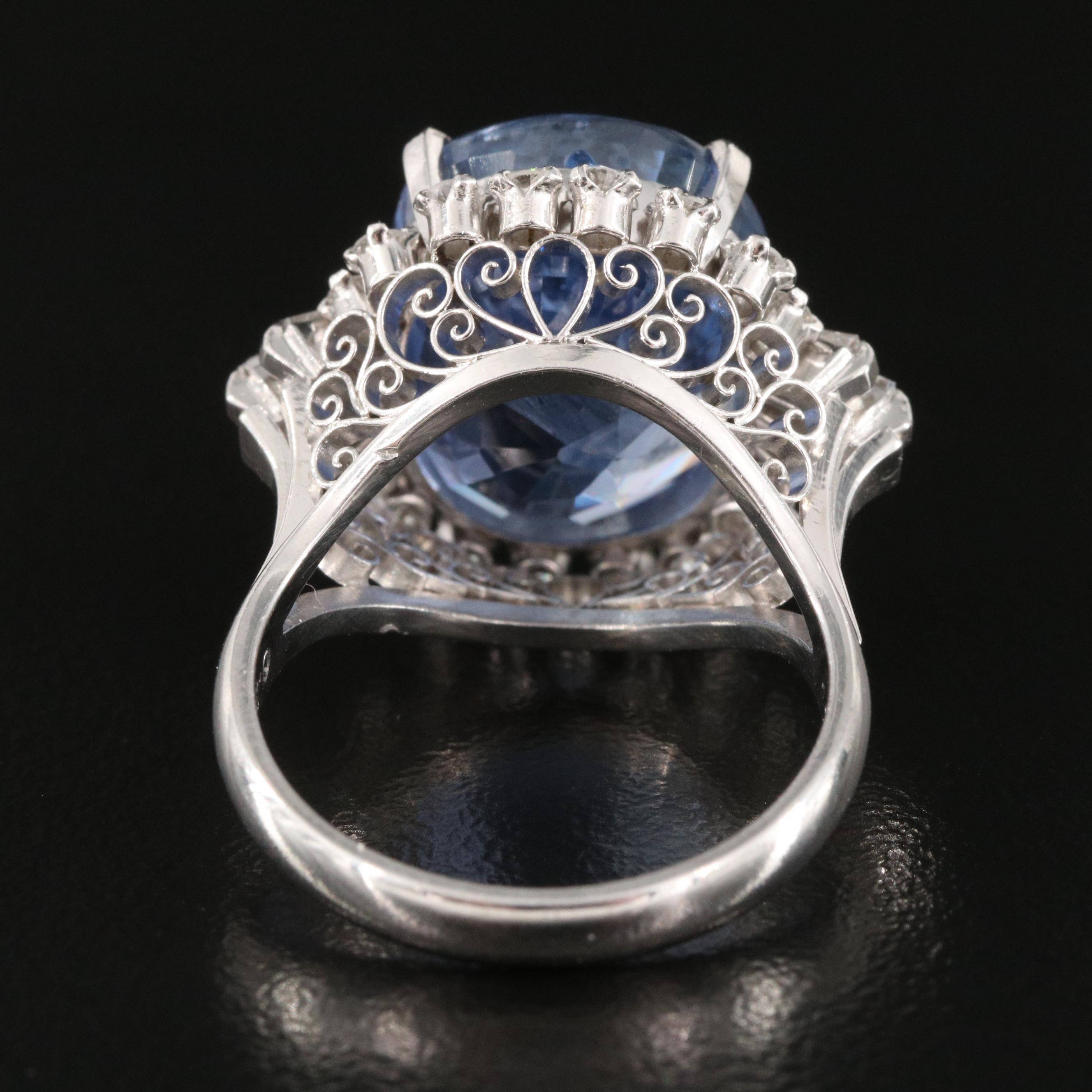 Vintage 15.80 CT Unheated Ceylon Sapphire and Diamond Ring with GIA Report
