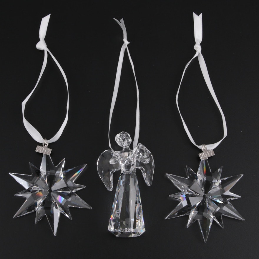 Swarovski Crystal 2017 Annual Ornament and 2018 Angel Ornament