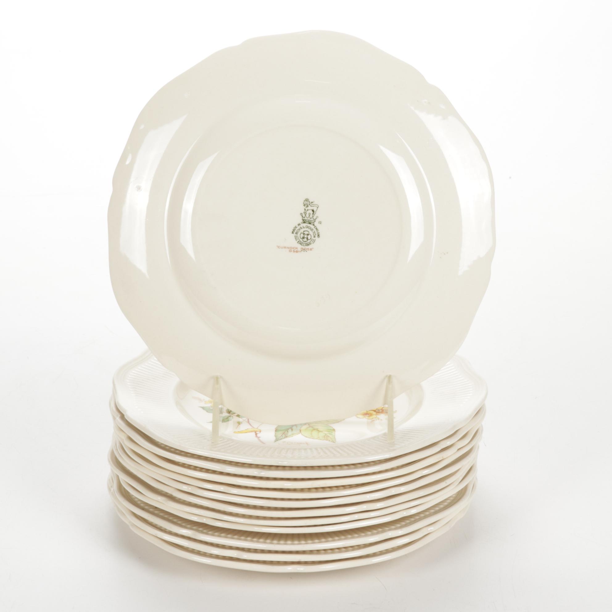 Royal Doulton "Curnock Rose" Bone China  Plates, Early to Mid 20th Century
