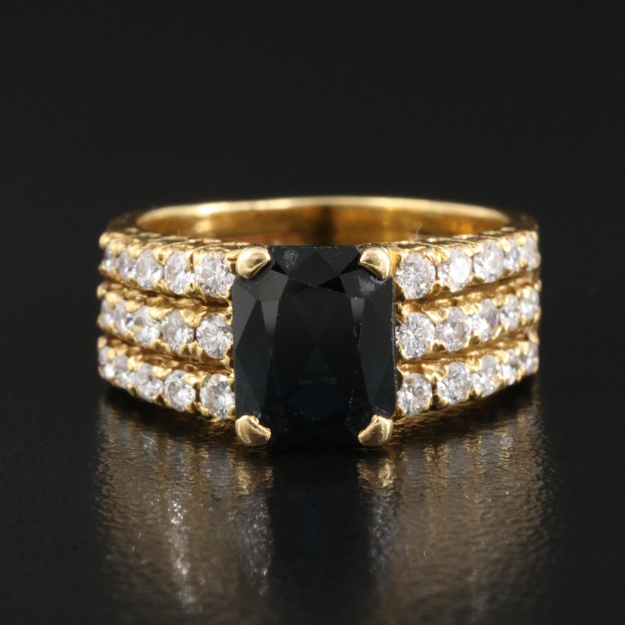 Vintage 18K 2.09 CT Unheated Sapphire and Diamond Ring with GIA Report