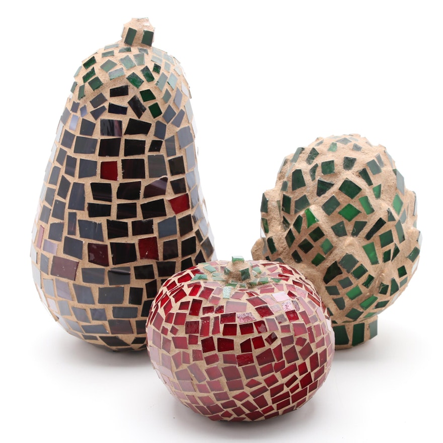 Mosaic Glass and Earthenware Fruit Décor