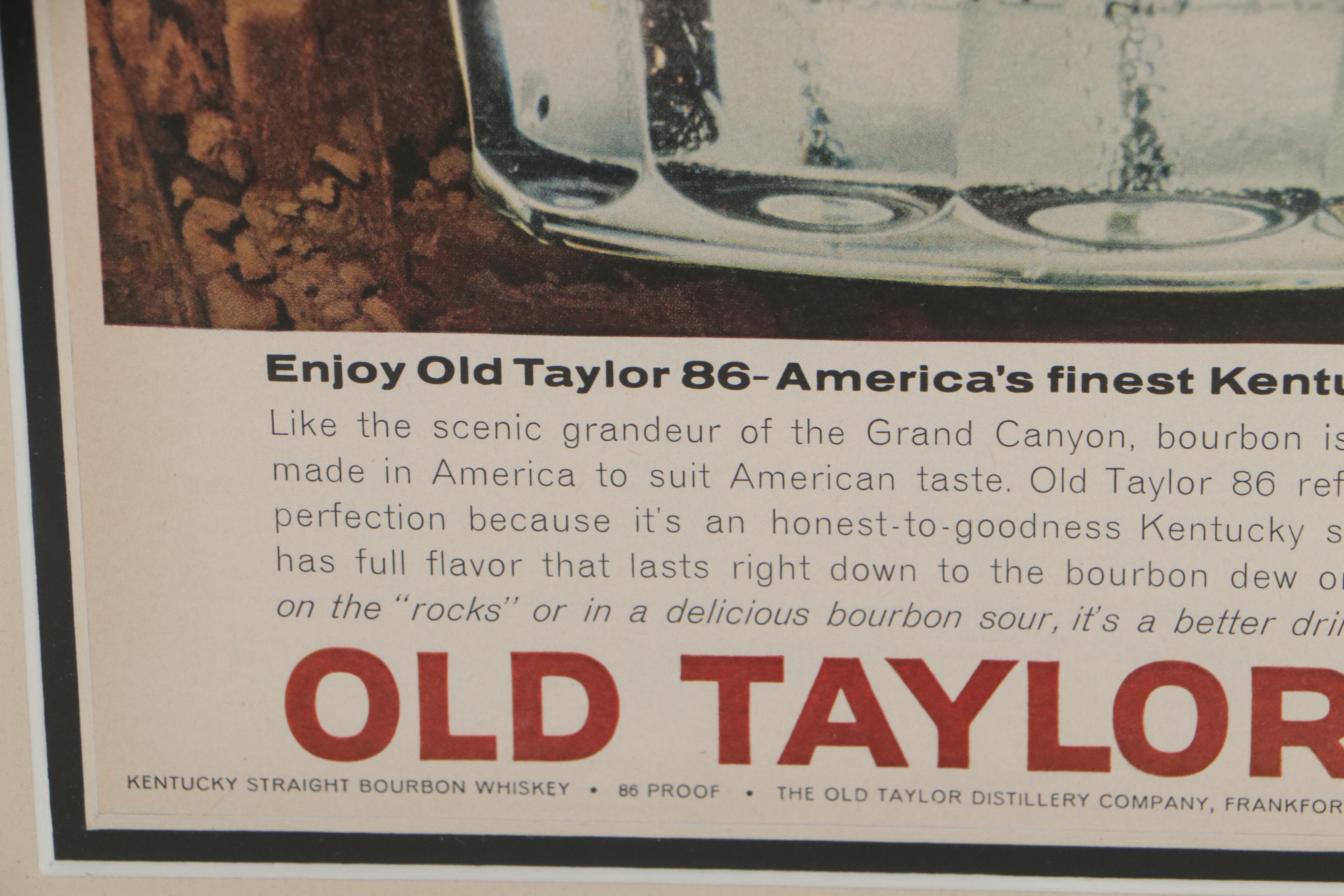 Magazine Advertisement for Old Taylor 86 Bourbon Whiskey, Circa 1950