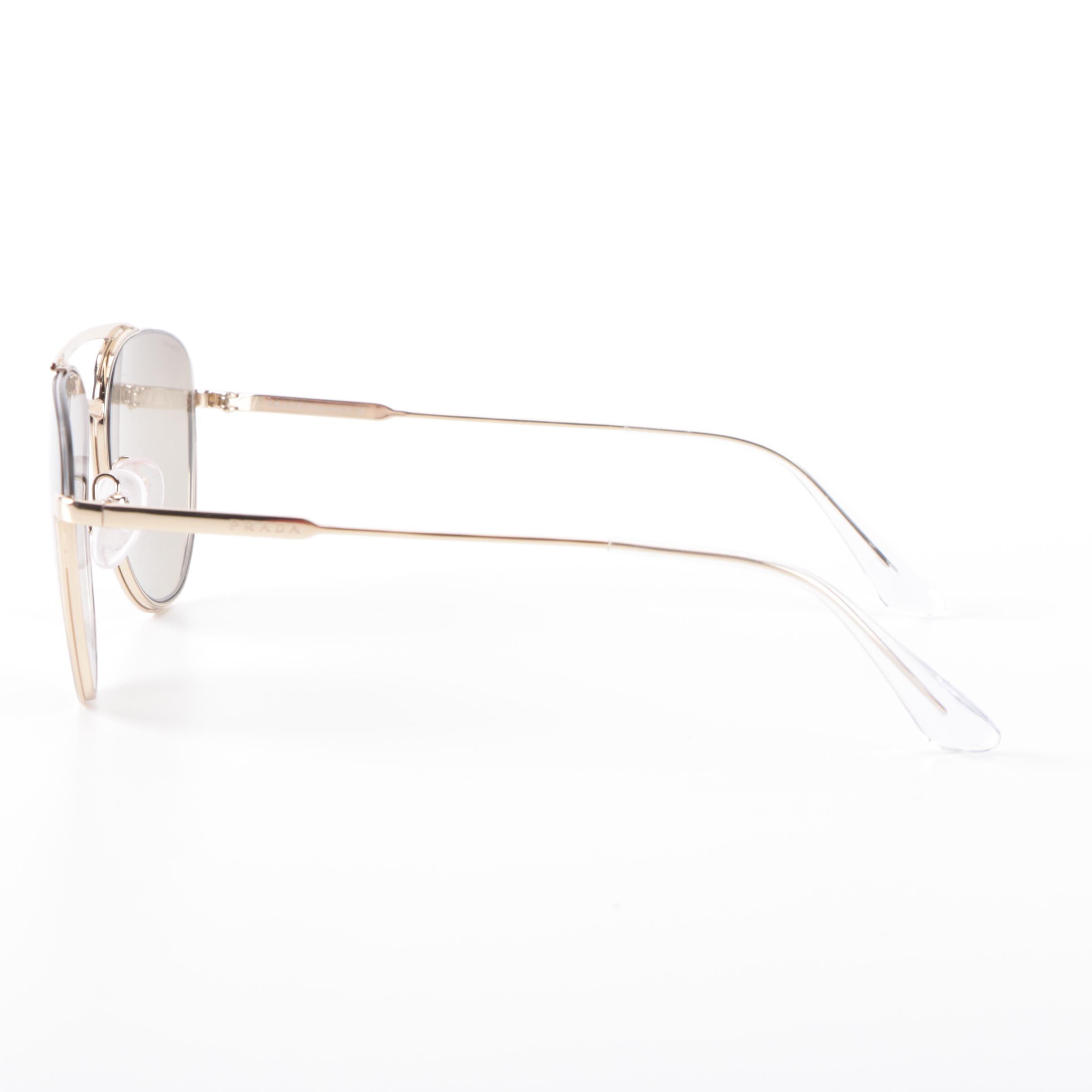 Prada SPR 50U Aviator Sunglasses in Gold Tone with Gradient Lenses