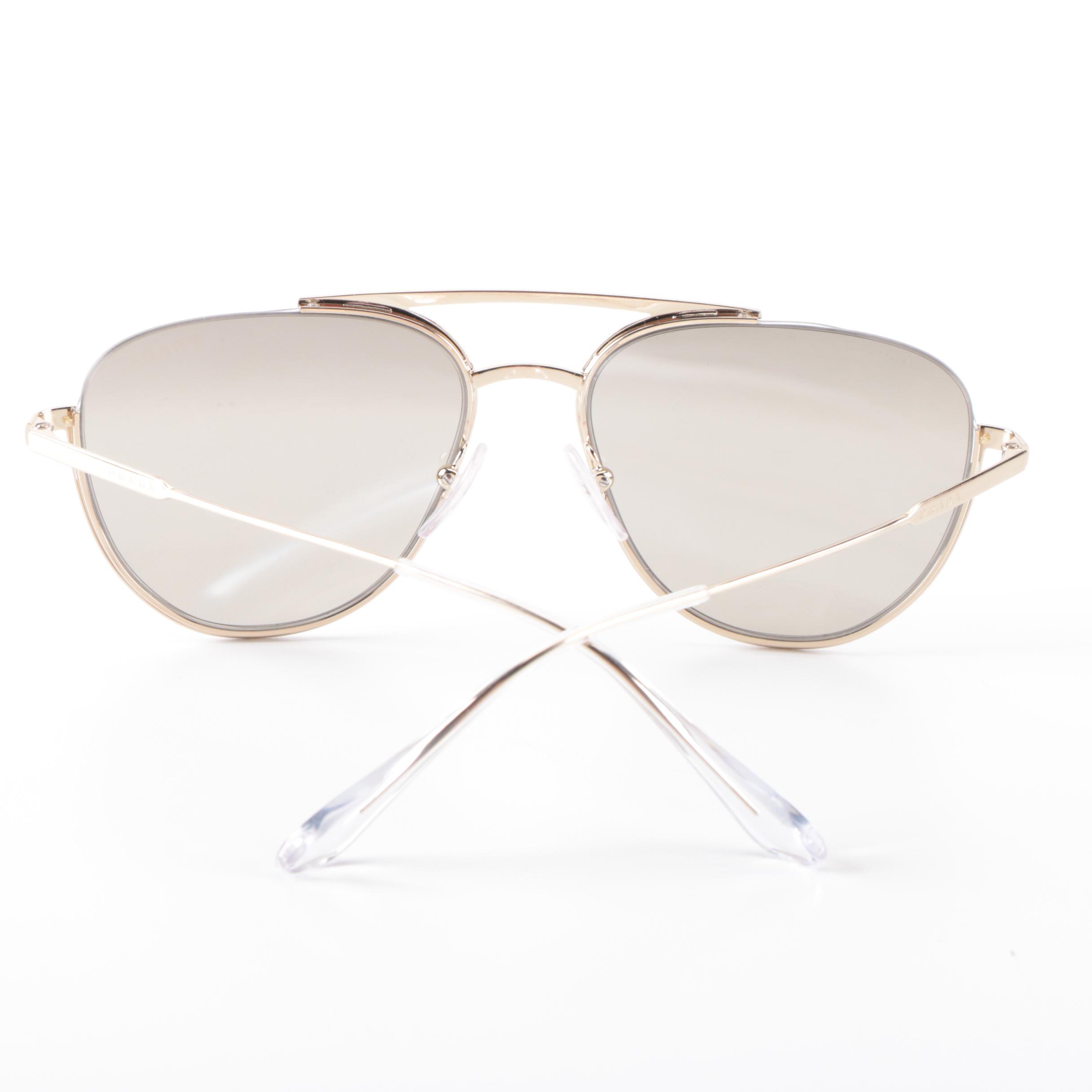 Prada SPR 50U Aviator Sunglasses in Gold Tone with Gradient Lenses