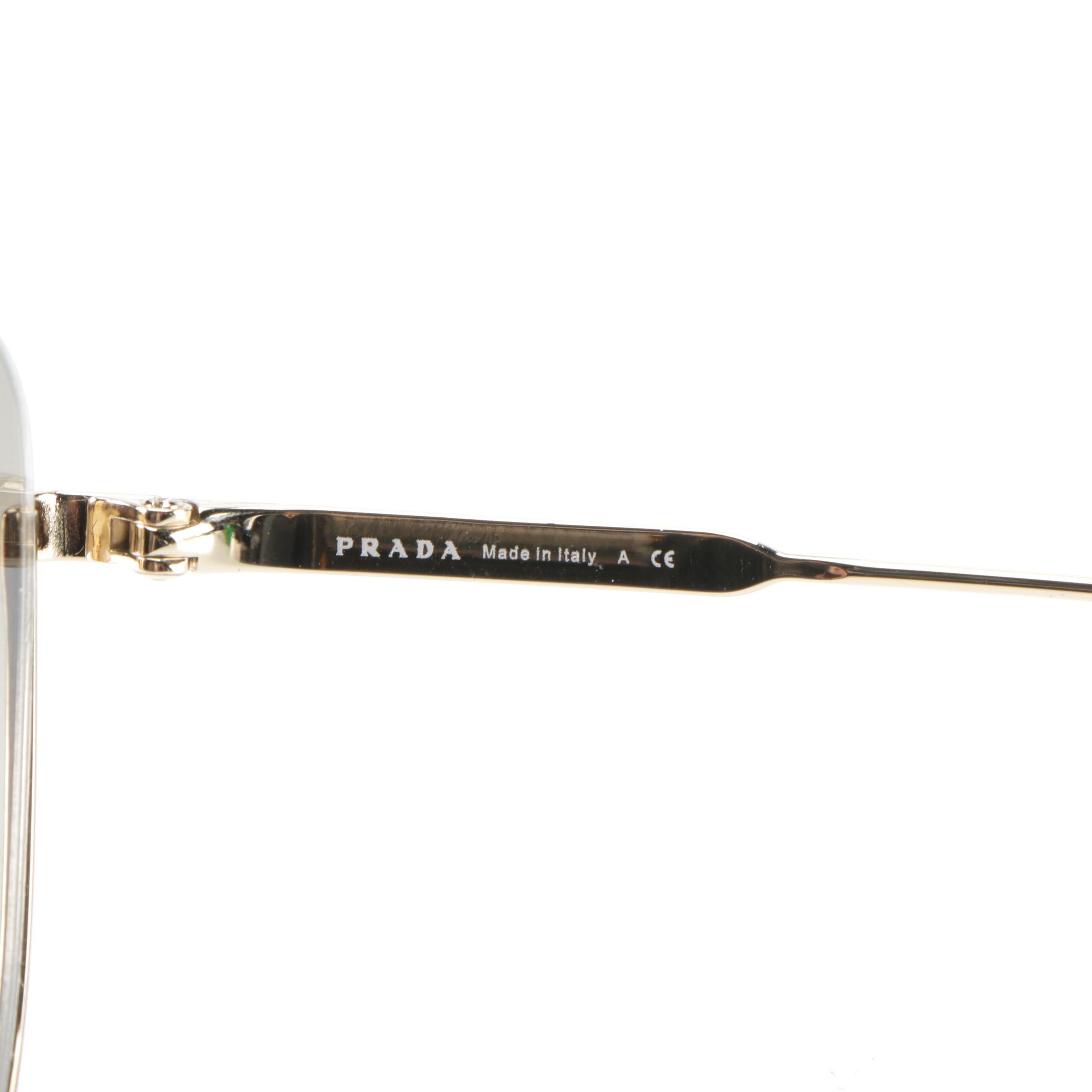 Prada SPR50U Aviator Sunglasses in Gold Tone with Light Brown Gradient Lenses