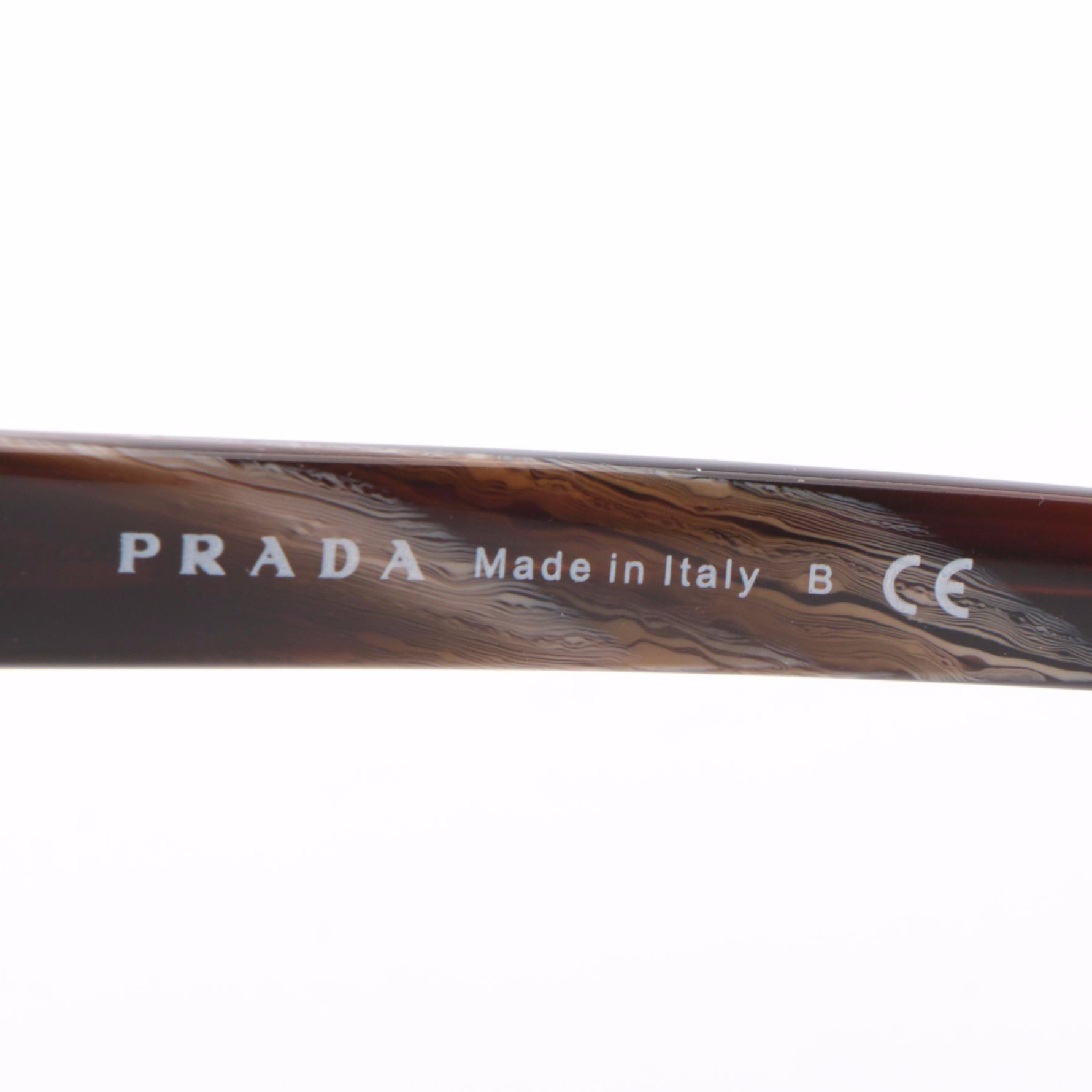 Prada SPR 09U Browline Sunglasses in Brown Marble Effect