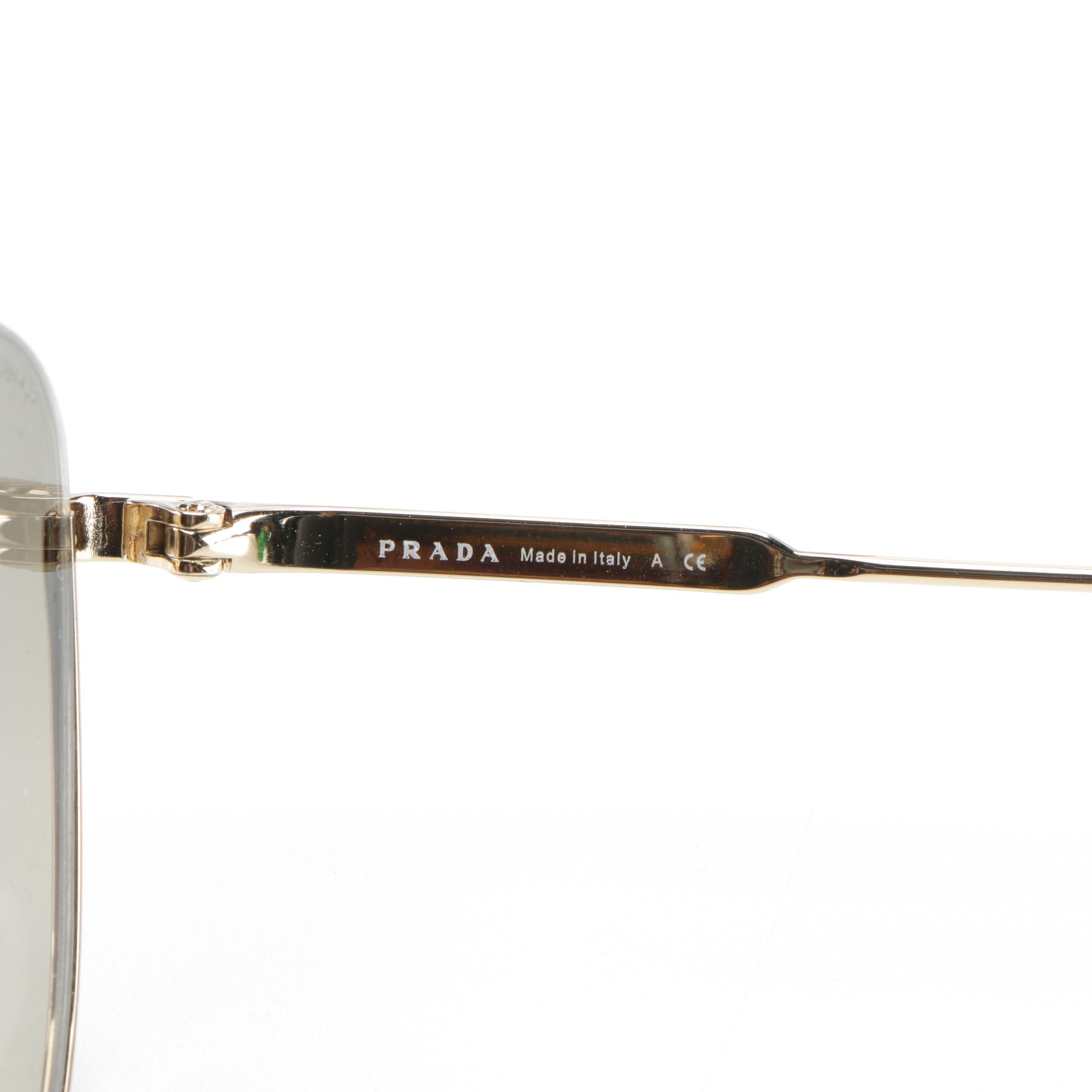 Prada SPR50U Aviator Sunglasses in Gold Tone with Gradient Lenses