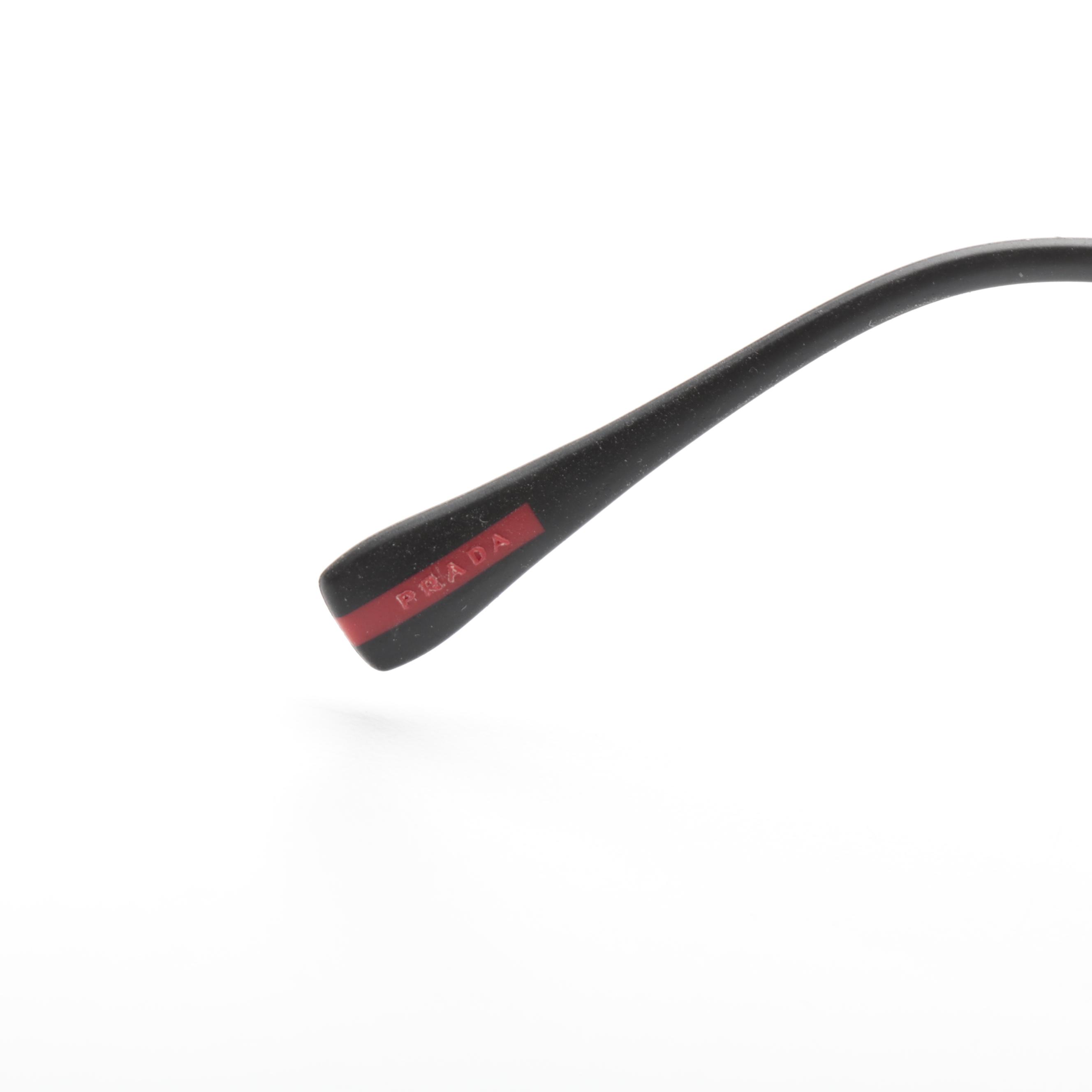 Prada PRZ Sunglasses Aviator Matte Nickel Frame Grey Polarized Lenses