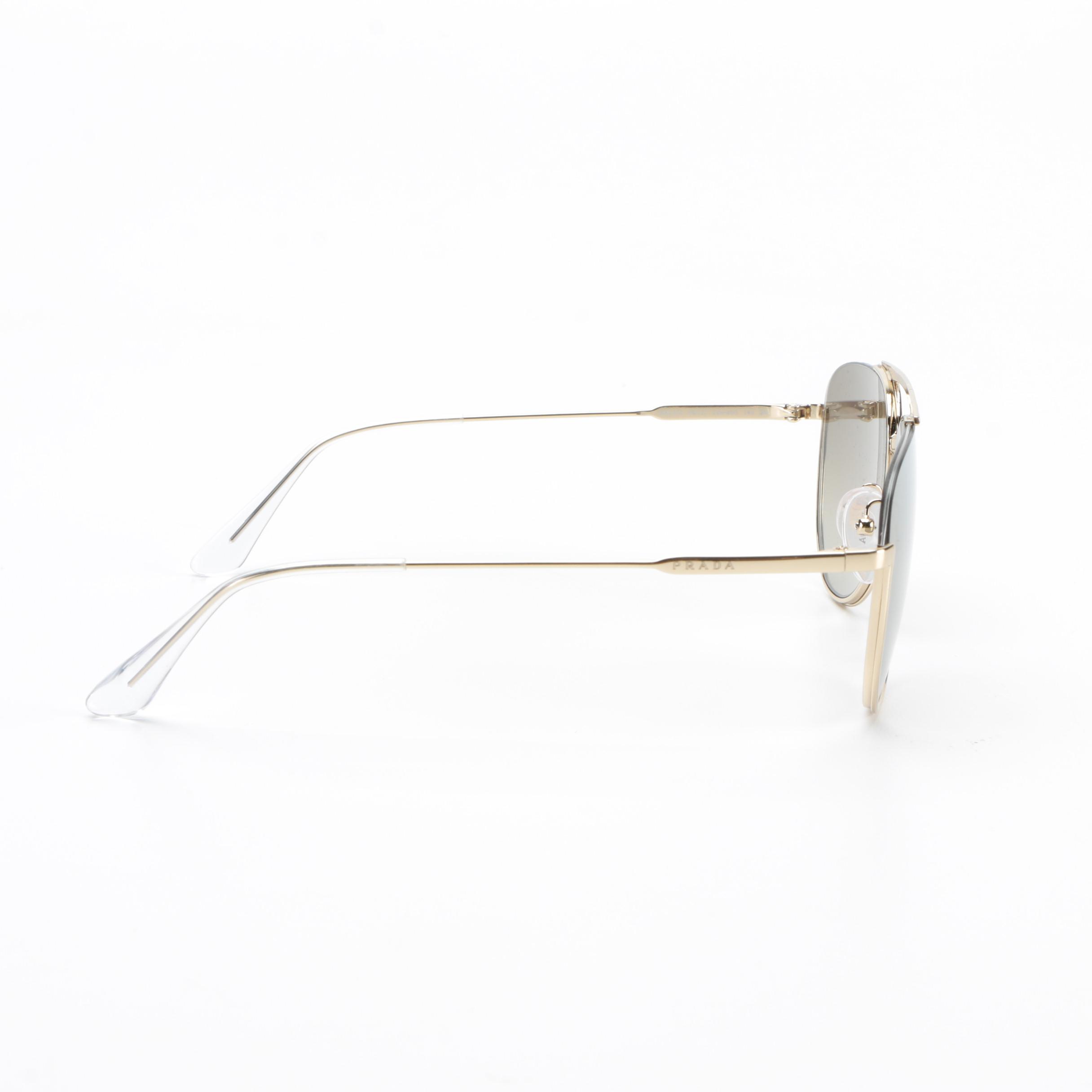 Prada SPR50U Aviator Sunglasses in Gold Metal Frame with Gradient Lenses