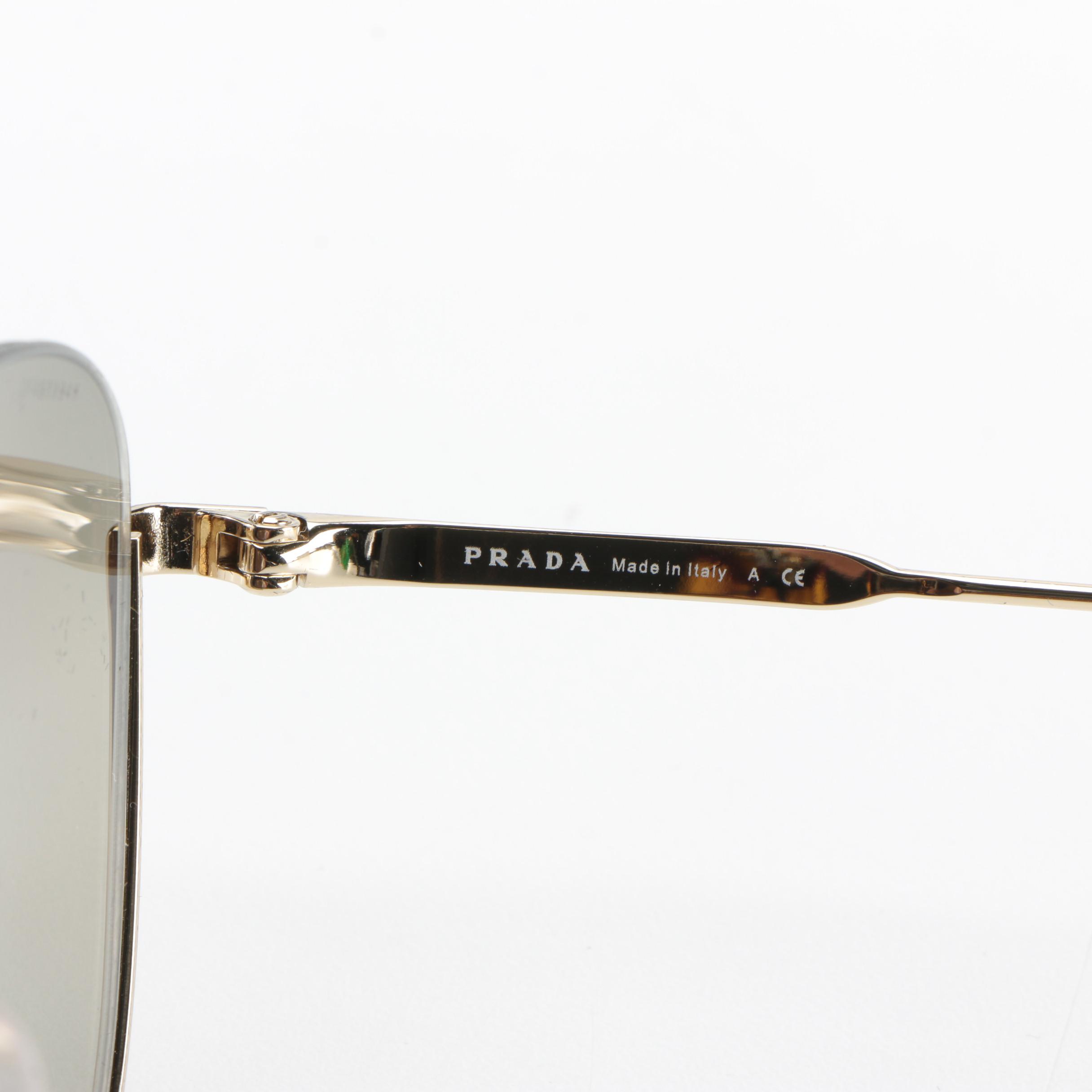 Prada SPR50U Aviator Sunglasses in Gold Metal Frame with Gradient Lenses