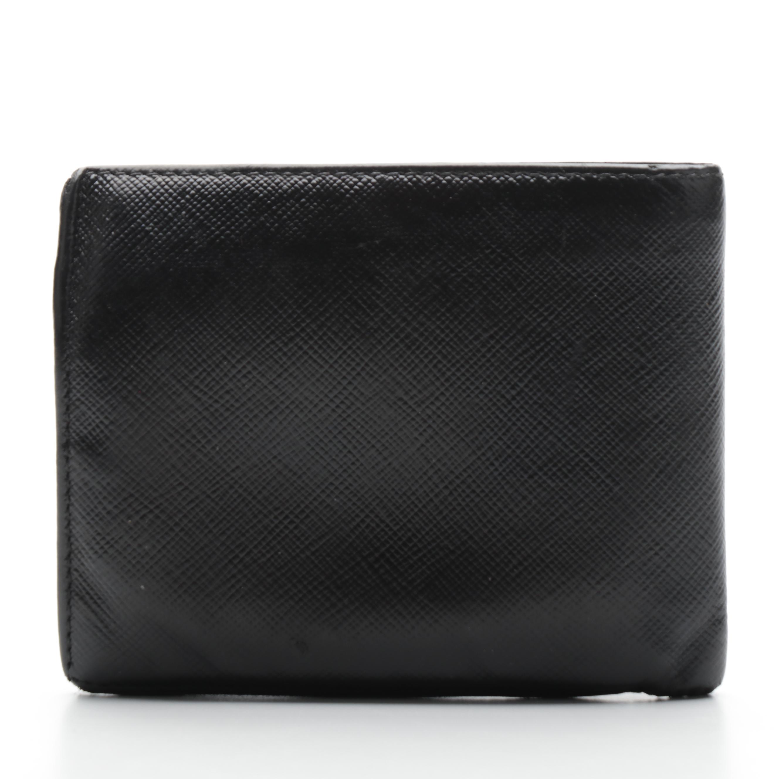 Prada Car Motif Wallet in Black Saffiano Leather