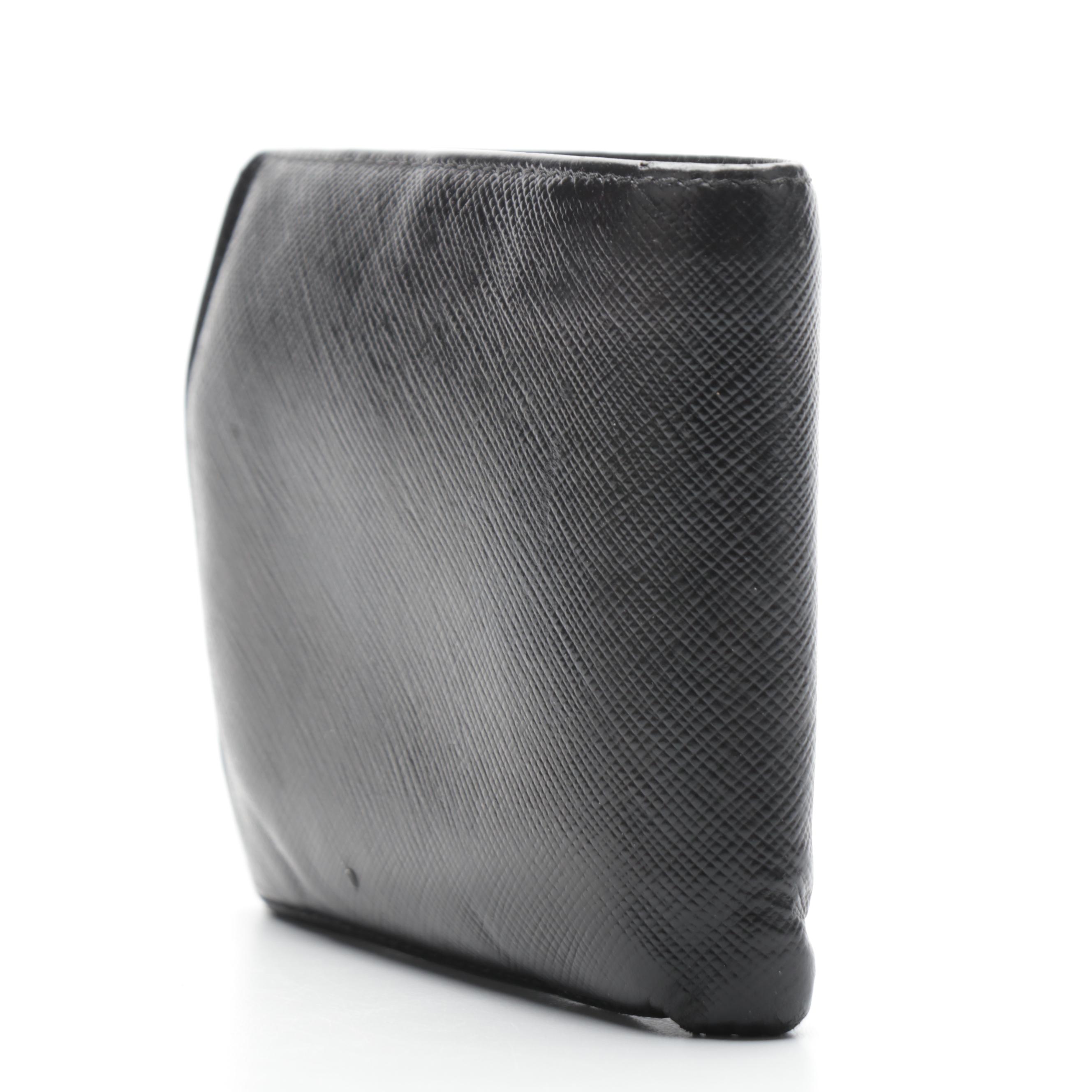 Prada Car Motif Wallet in Black Saffiano Leather