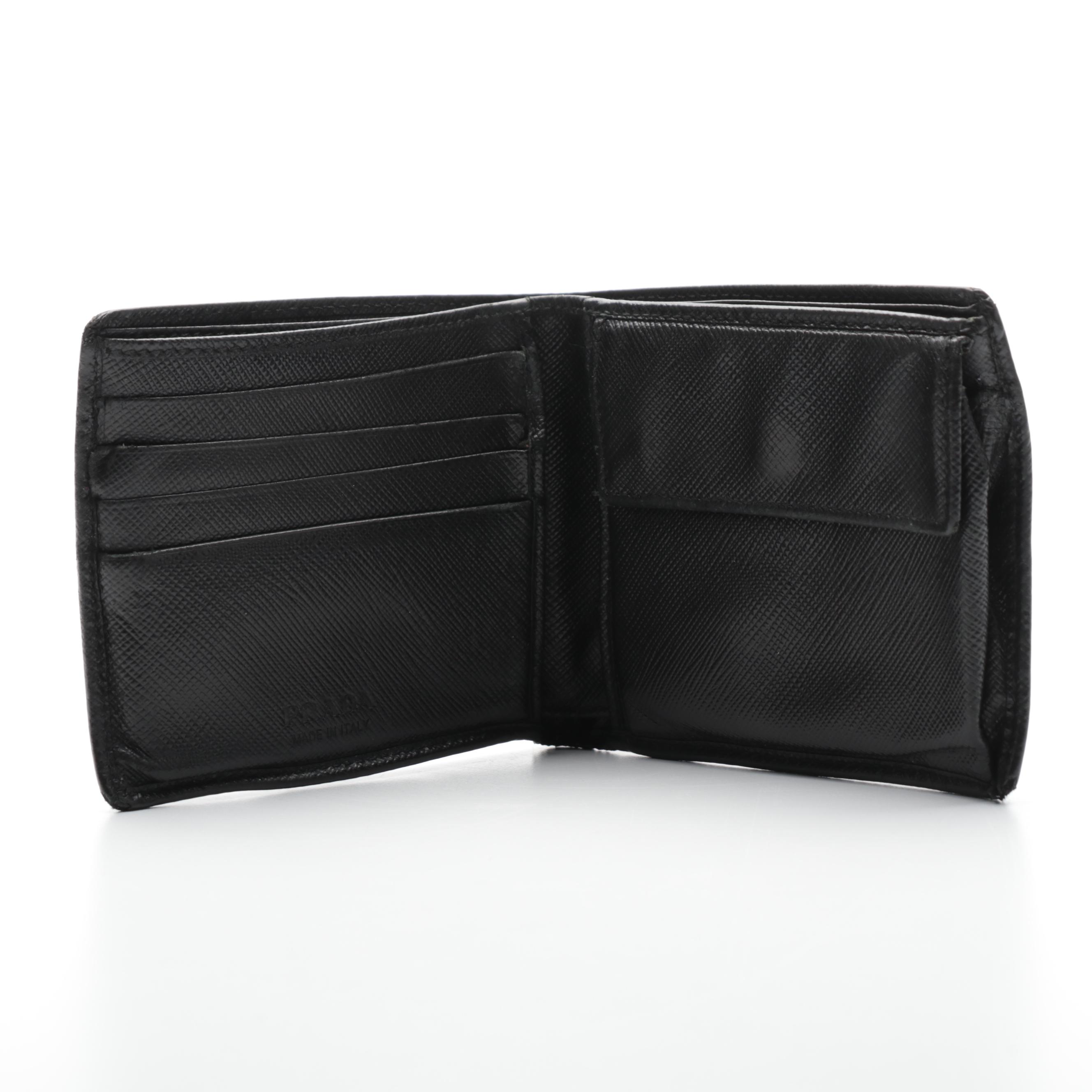 Prada Car Motif Wallet in Black Saffiano Leather
