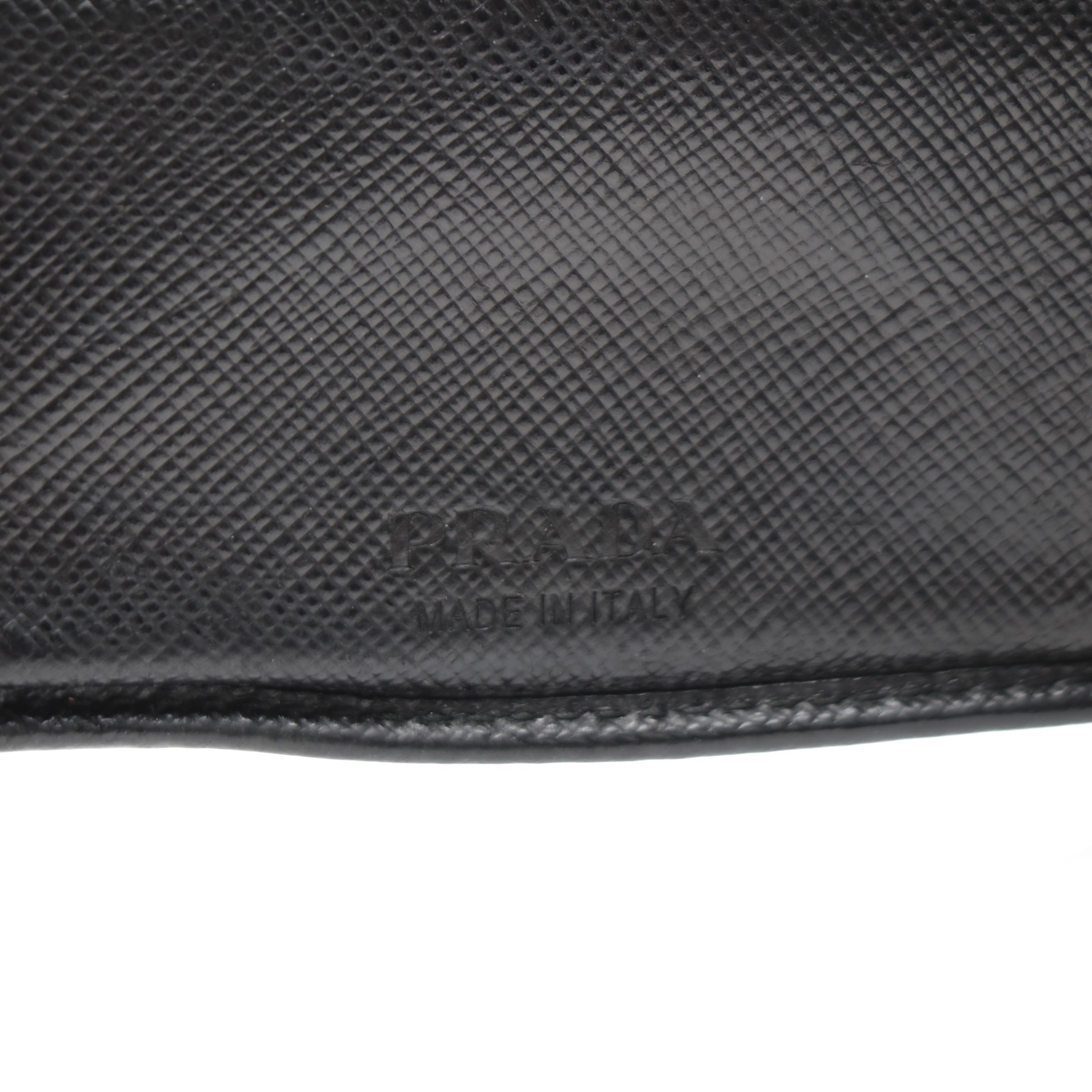 Prada Car Motif Wallet in Black Saffiano Leather
