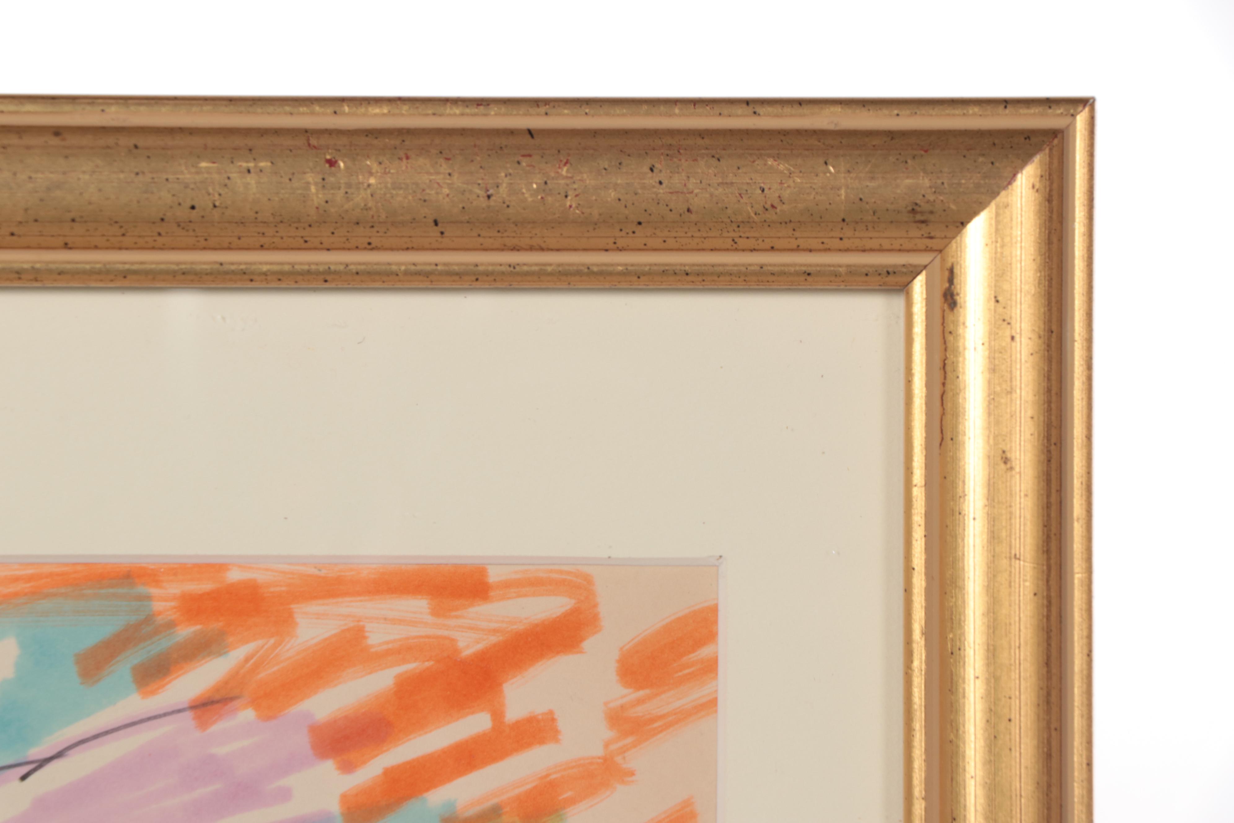 Paul Chidlaw Abstract Landscape Marker Drawing, Mid-20th Century