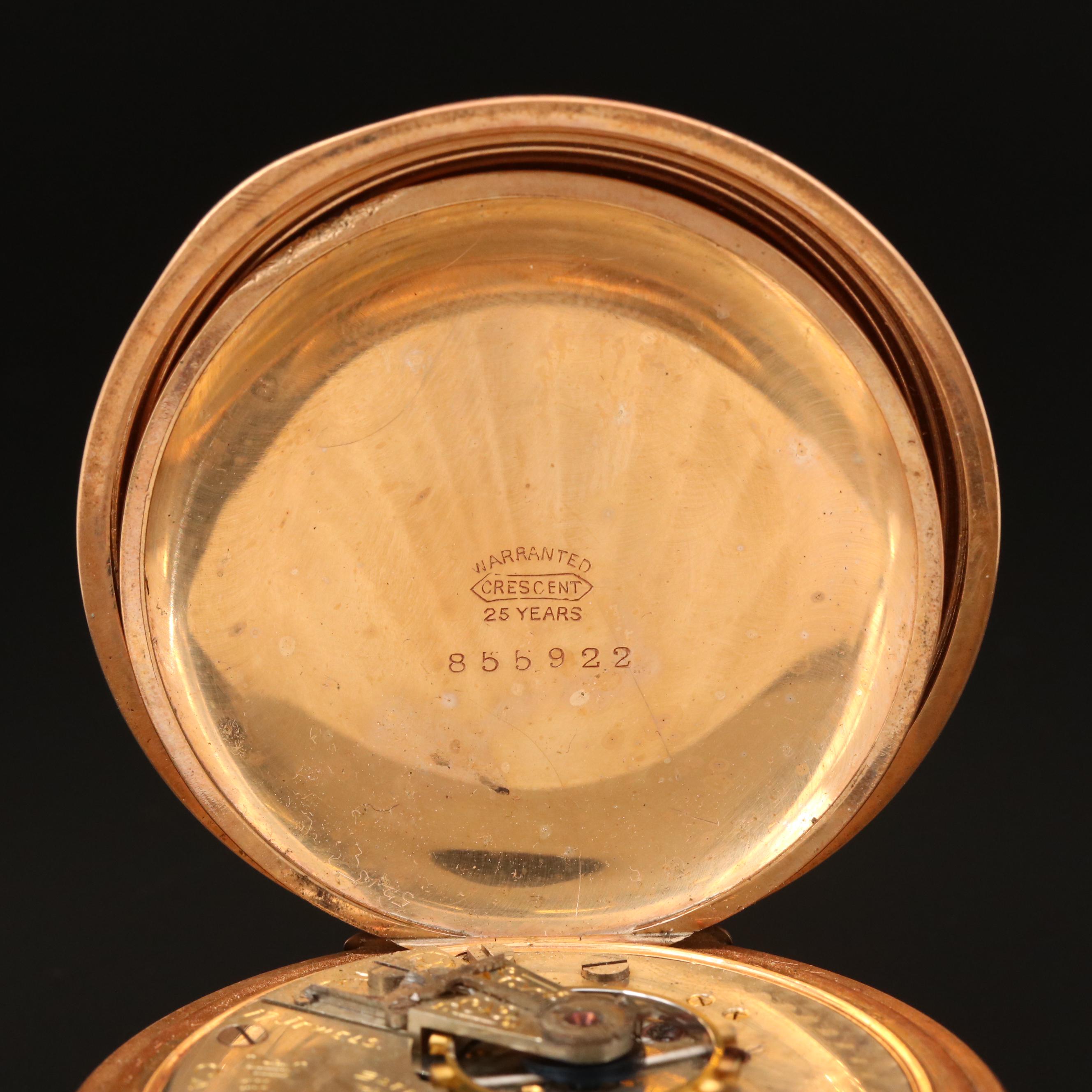 1898 Hampden Gold Filled Hunting Case Pocket Watch with Chain Fob