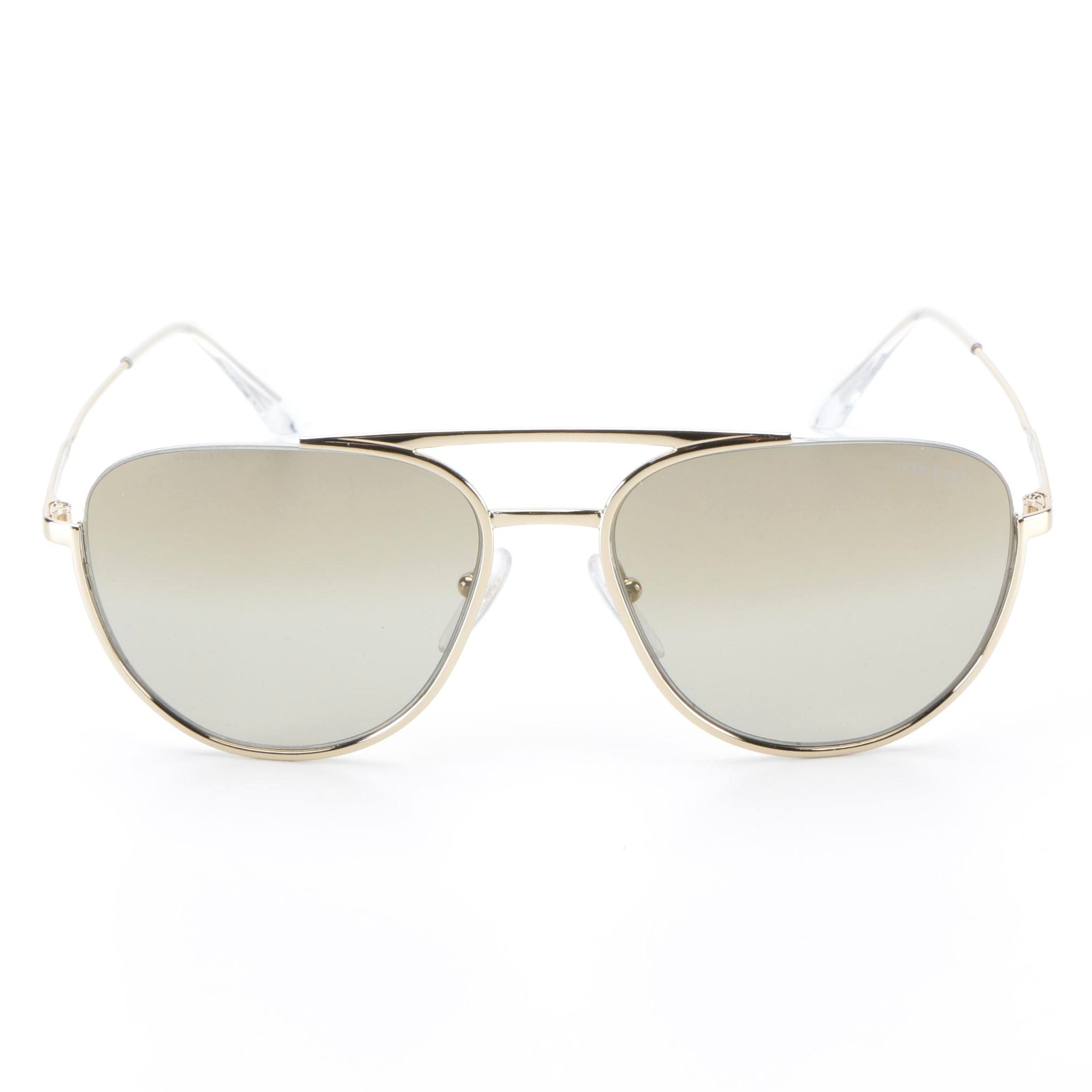 Prada SPR50U Aviator Sunglasses in Gold Tone with Light Brown Gradient Lenses