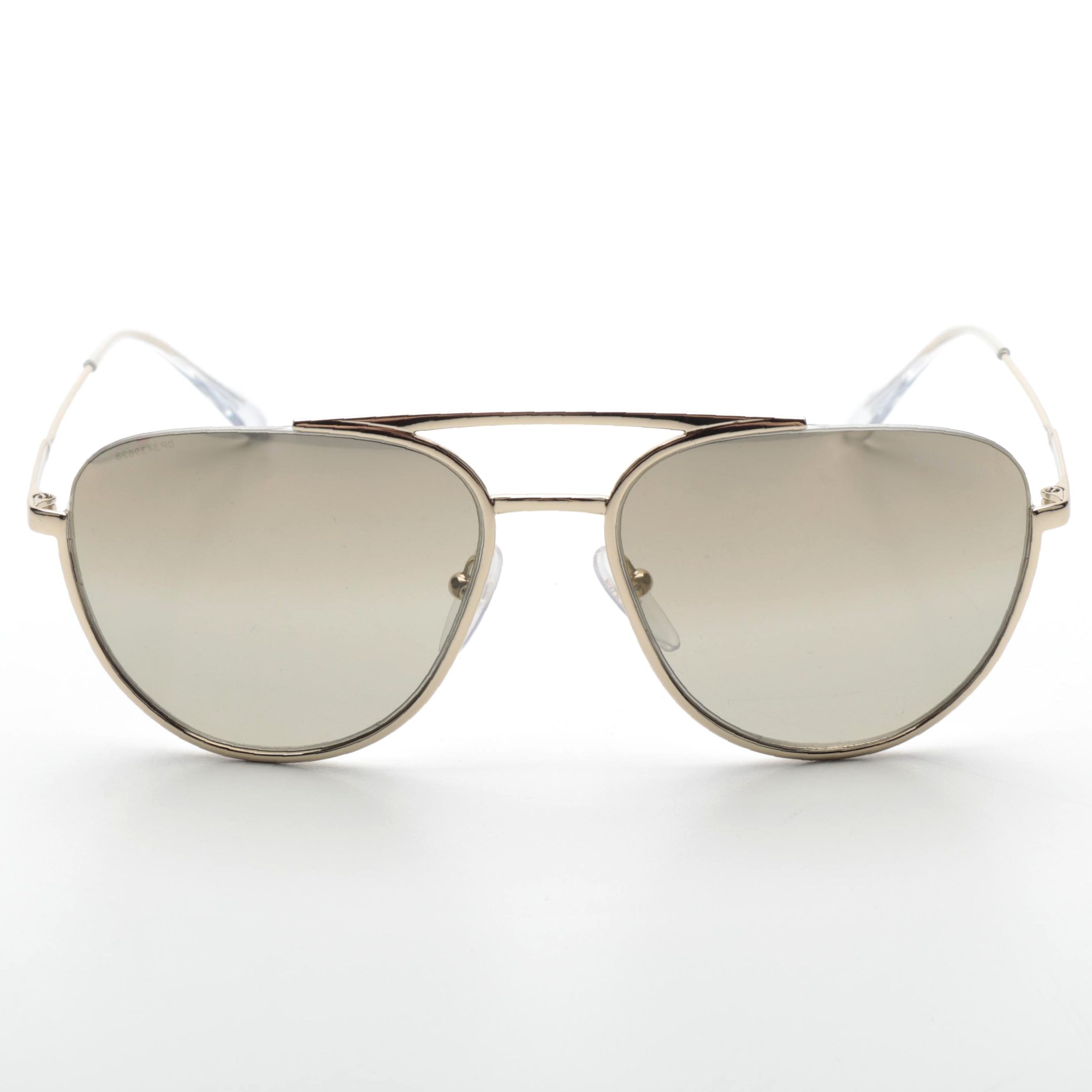 Prada SPR 50U Aviator Sunglasses in Light Gold Frame with Gradient Lenses