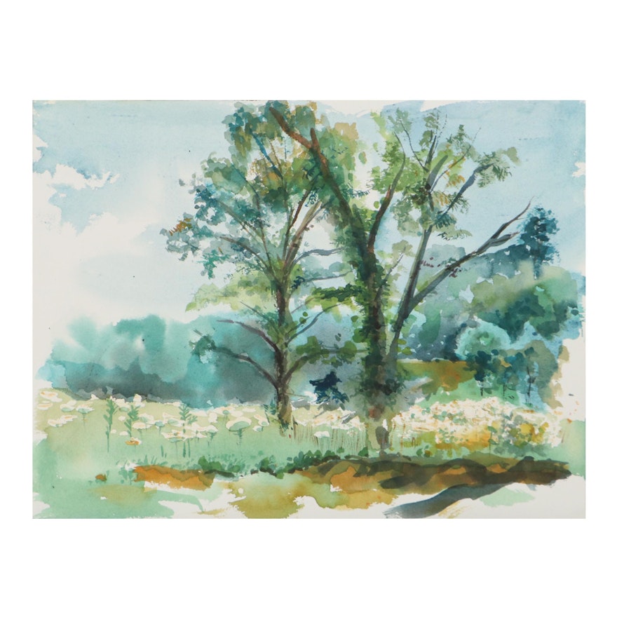Margaret Voelker-Ferrier Landscape Watercolor Painting, 21st Century