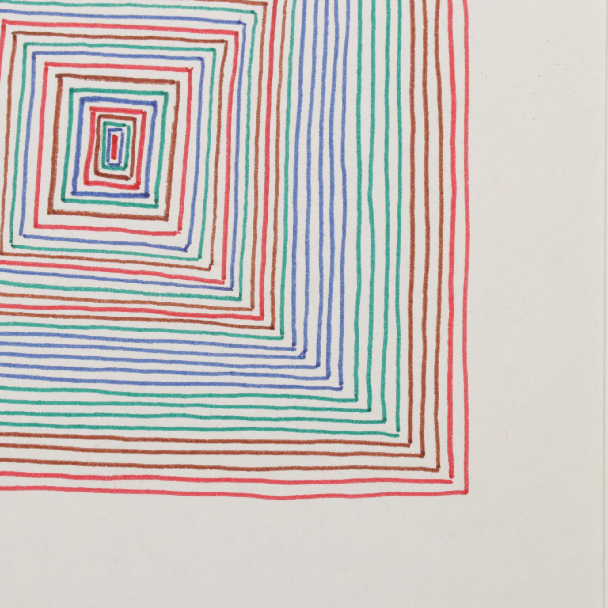 W. Glen Davis Op Art Ink Drawing, Mid-Late 20th Century