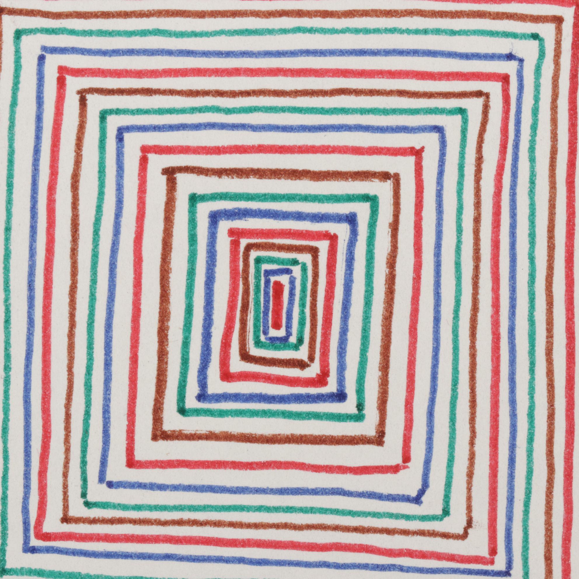W. Glen Davis Op Art Ink Drawing, Mid-Late 20th Century